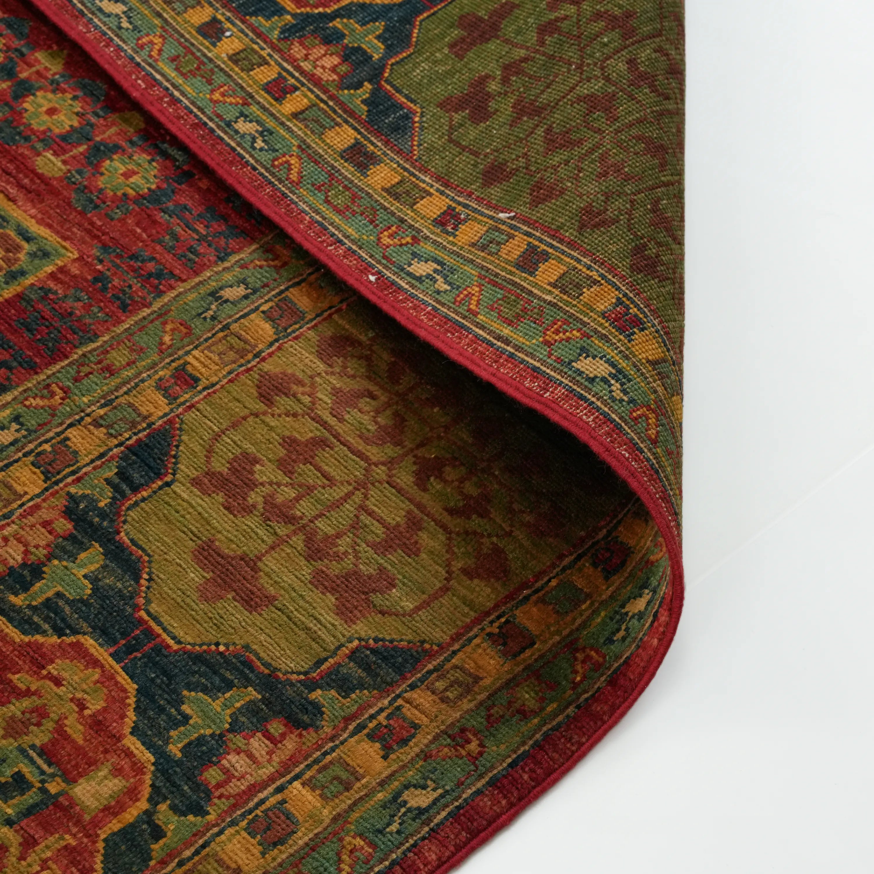 Handwoven Mamluk Pattern Colorful Wool Rug