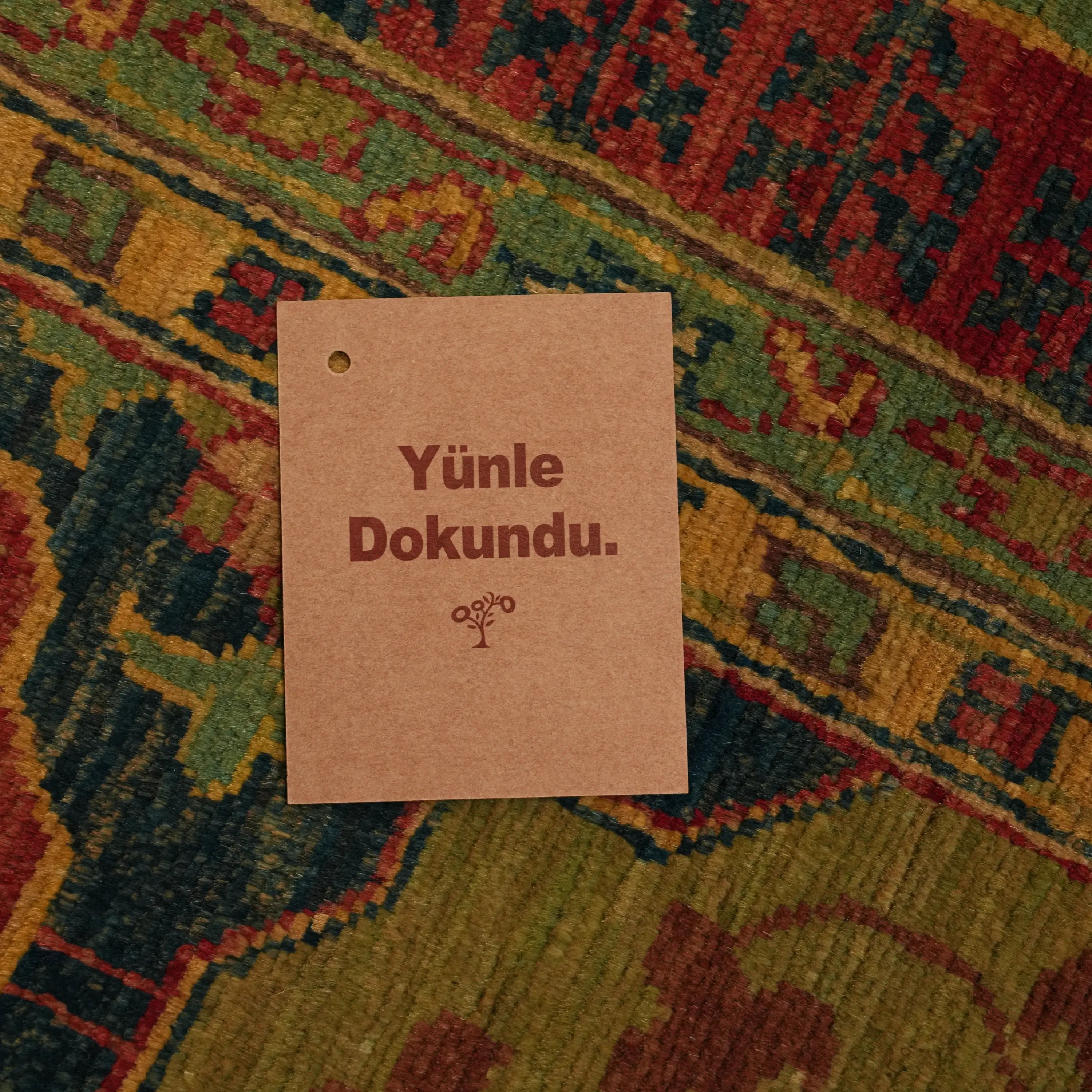 Handwoven Mamluk Pattern Colorful Wool Rug