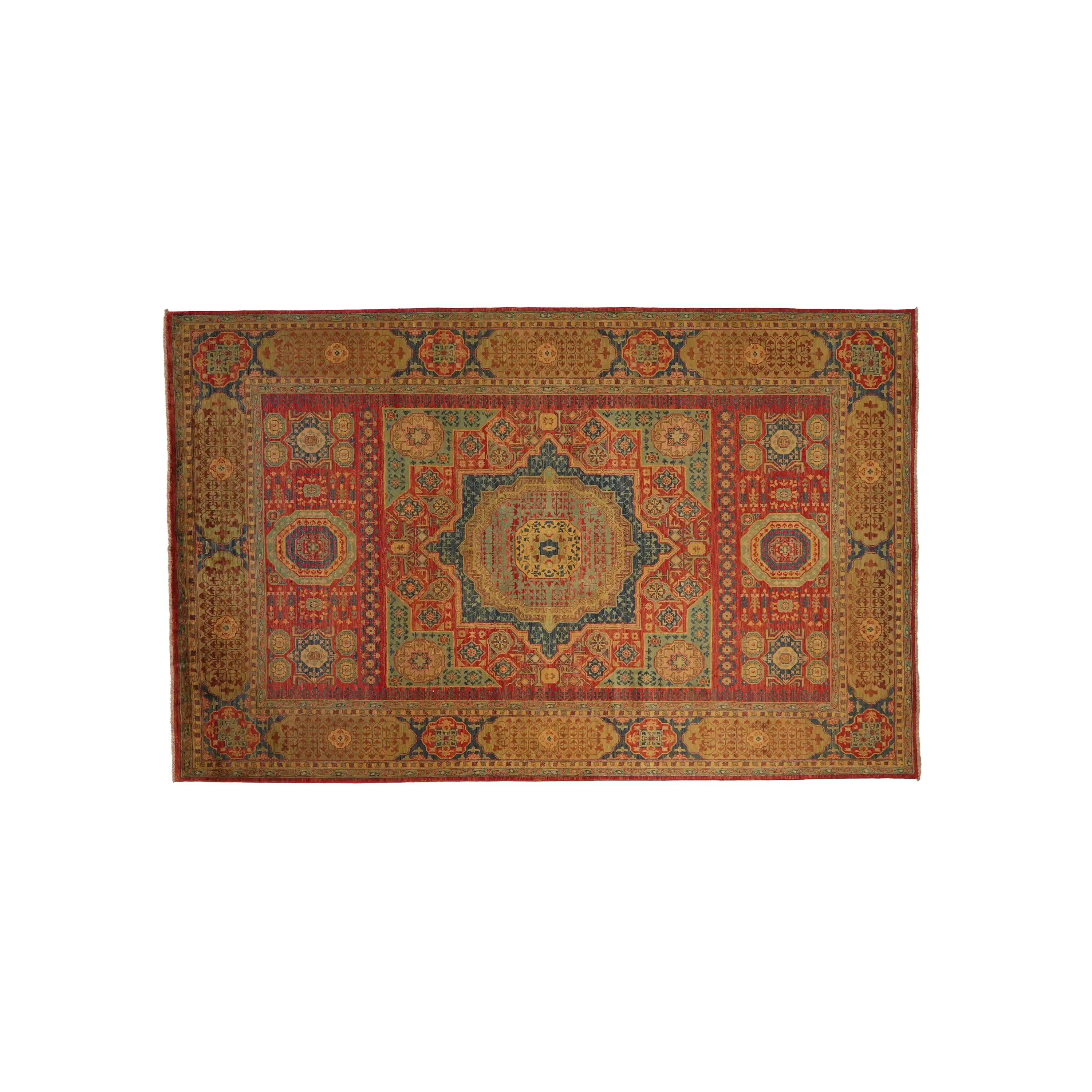 Handwoven Mamluk Pattern Colorful Wool Rug