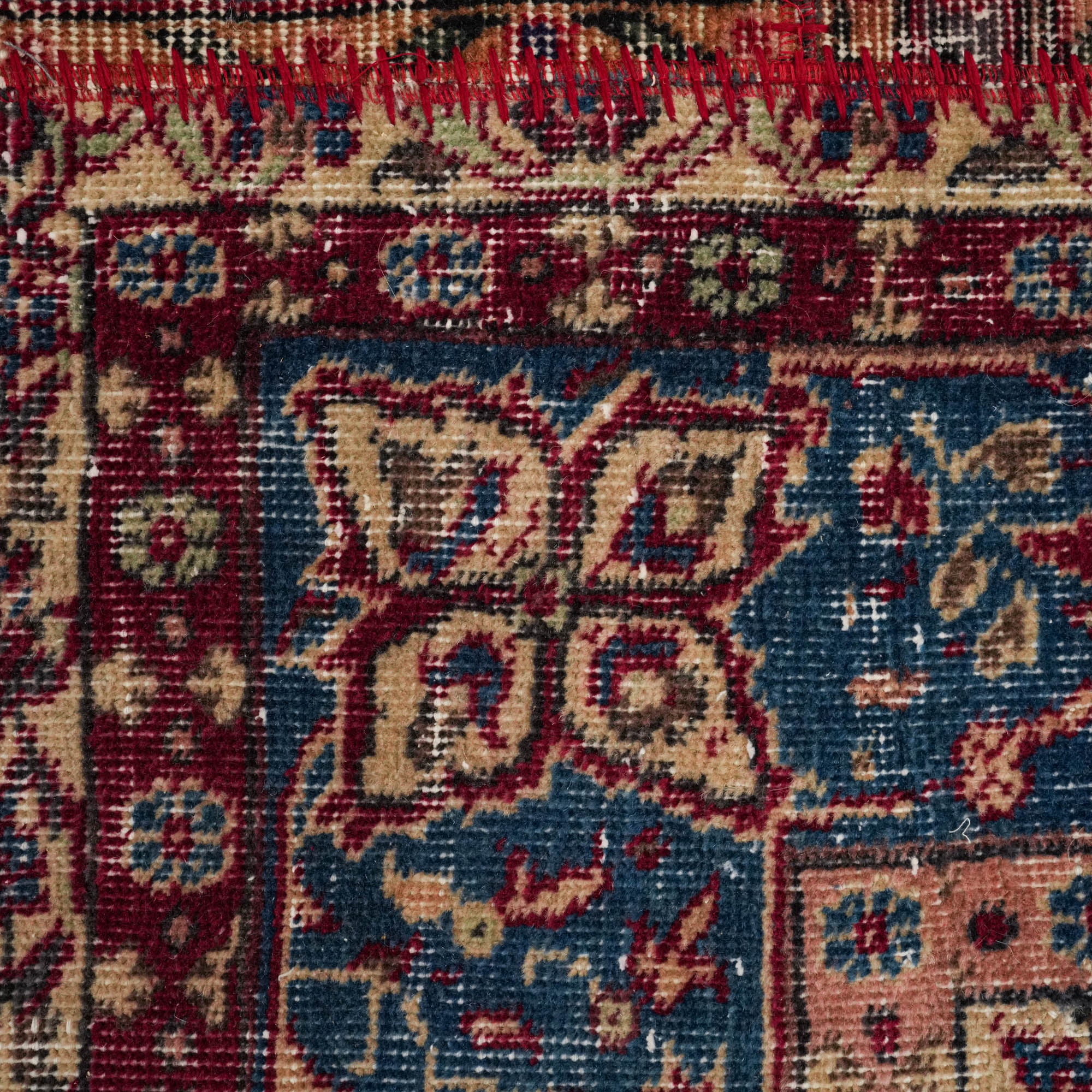 Handwoven Patchwork Patterned Red Wool Ethnic Rug