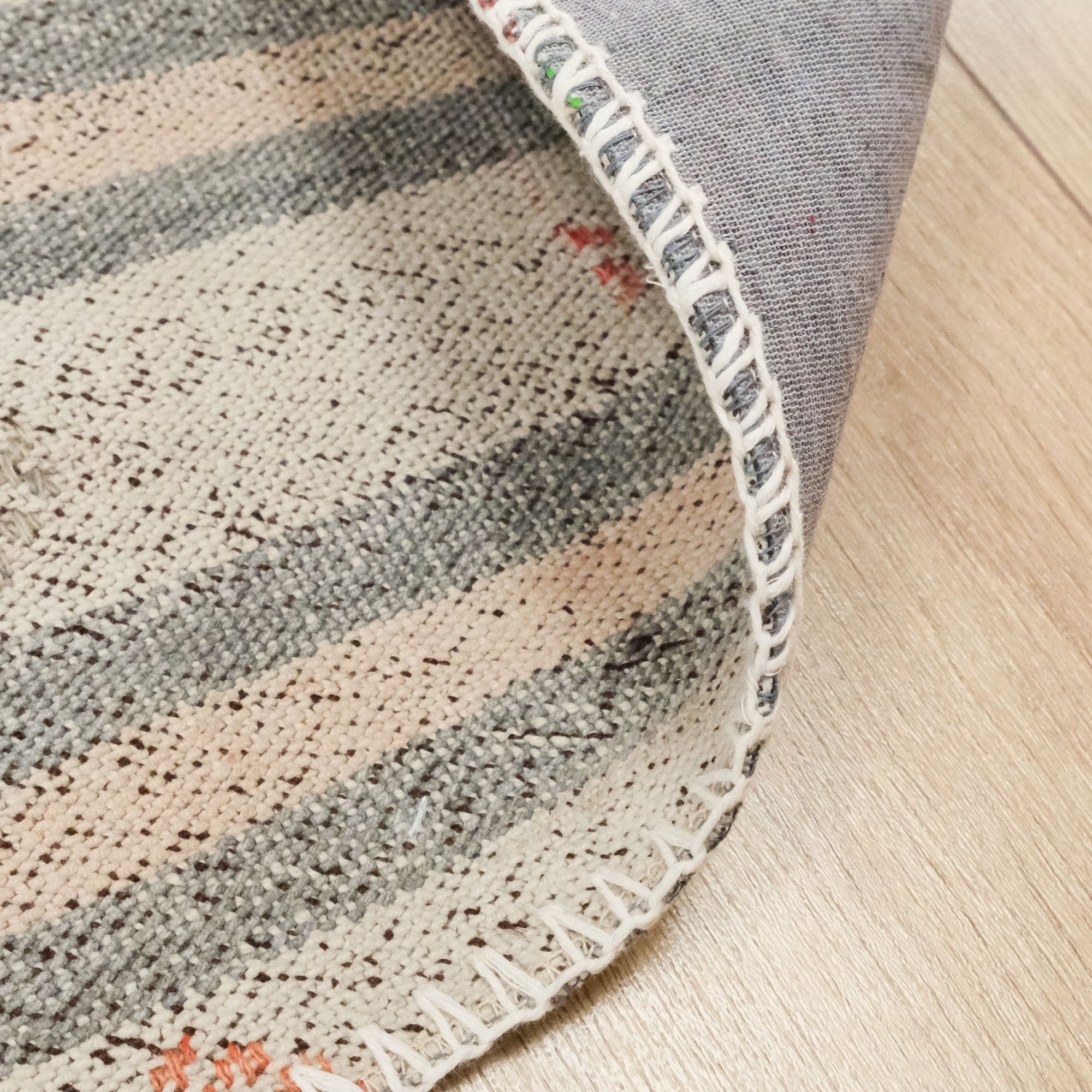Hand Woven Patchwork Patterned Cream Hessian Carpet