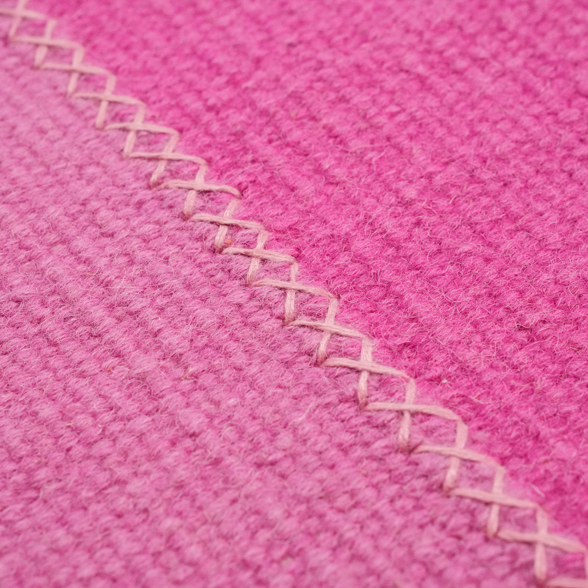 Handwoven Patchwork Patterned Pink Wool Kilim