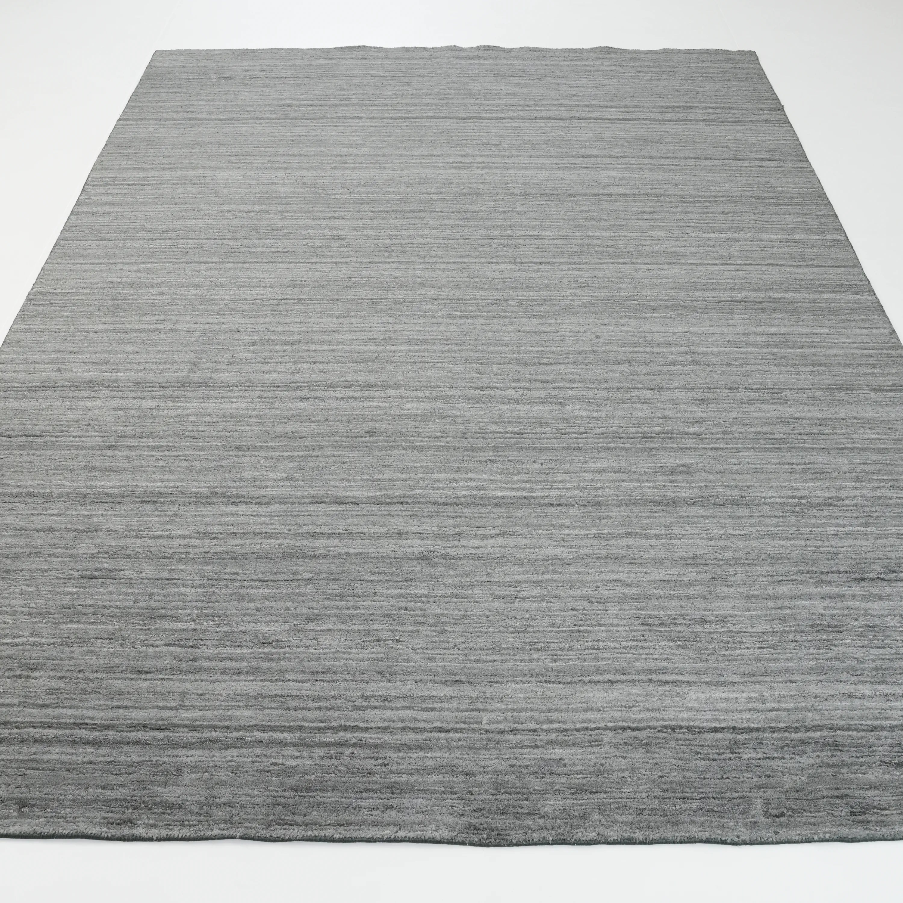 El Dokuma Sade Desenli Antrasit Viskon Halı