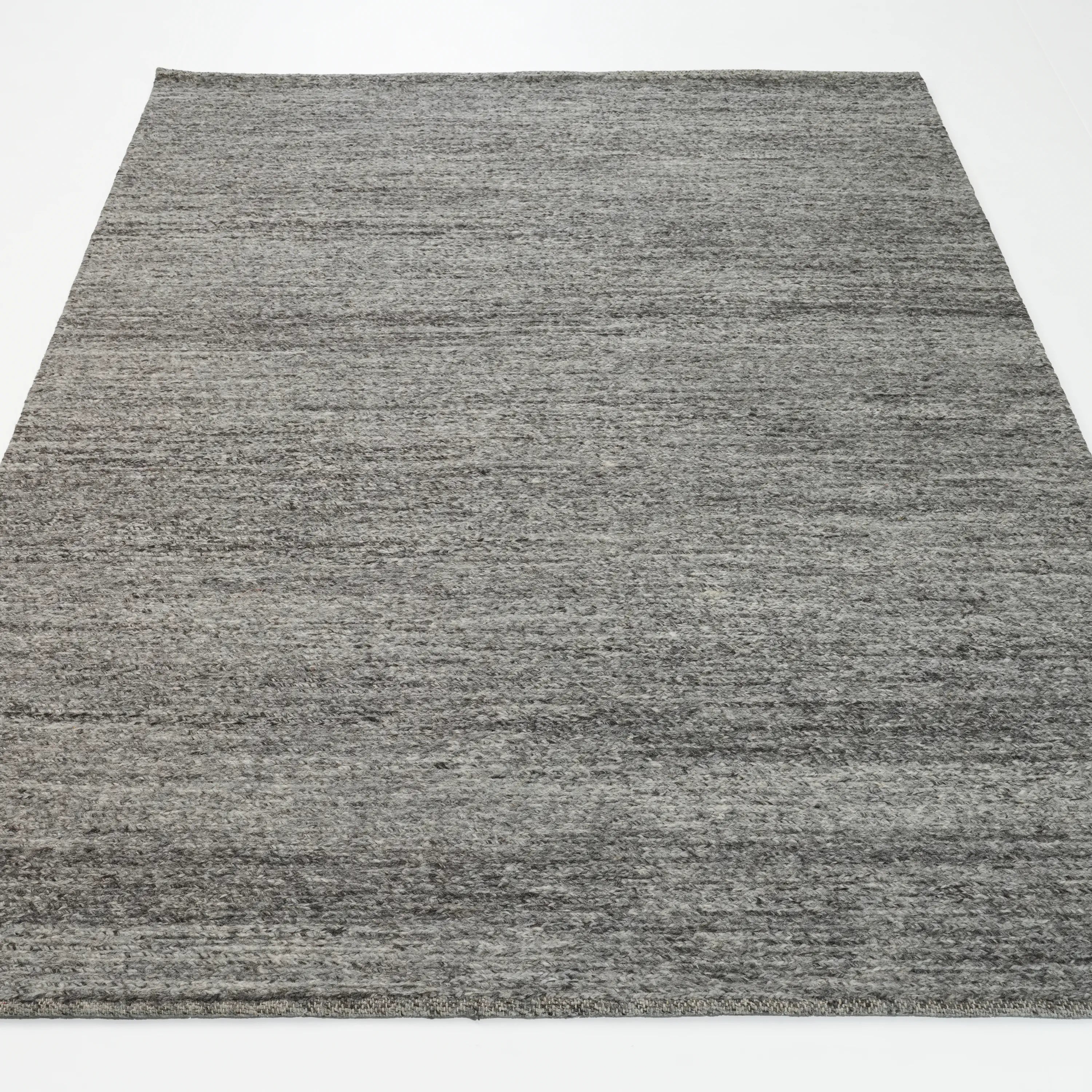 El Dokuma Sade Desenli Antrasit Yün Halı