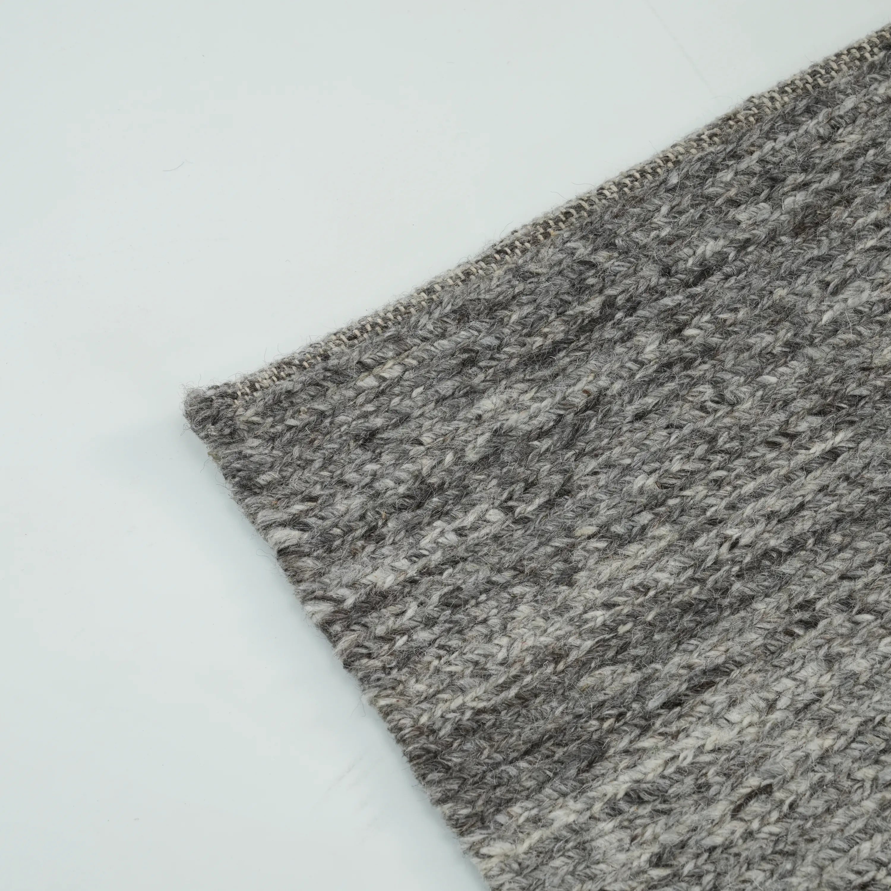 Handwoven Plain Pattern Anthracite Wool Rug