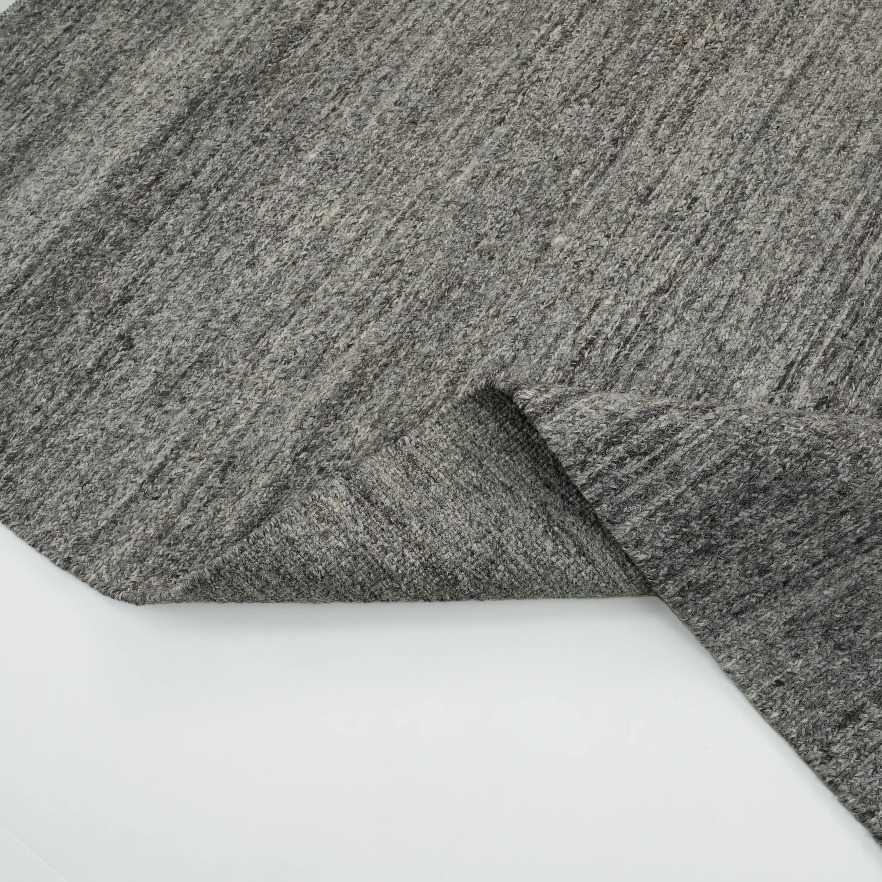 Handwoven Plain Pattern Anthracite Wool Rug