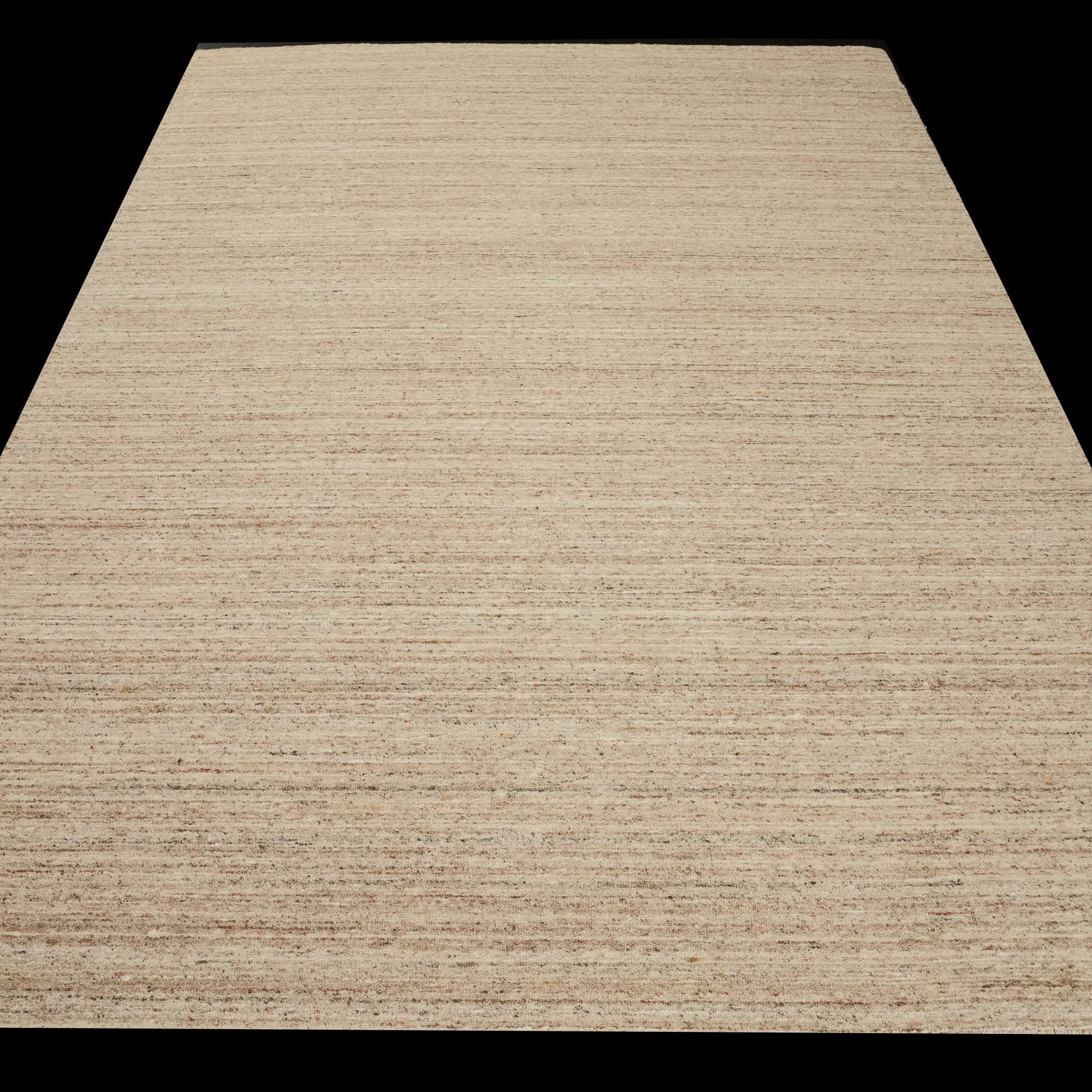 Tezgah Dokuma Sade Desenli Bej Yün Viskon Halı