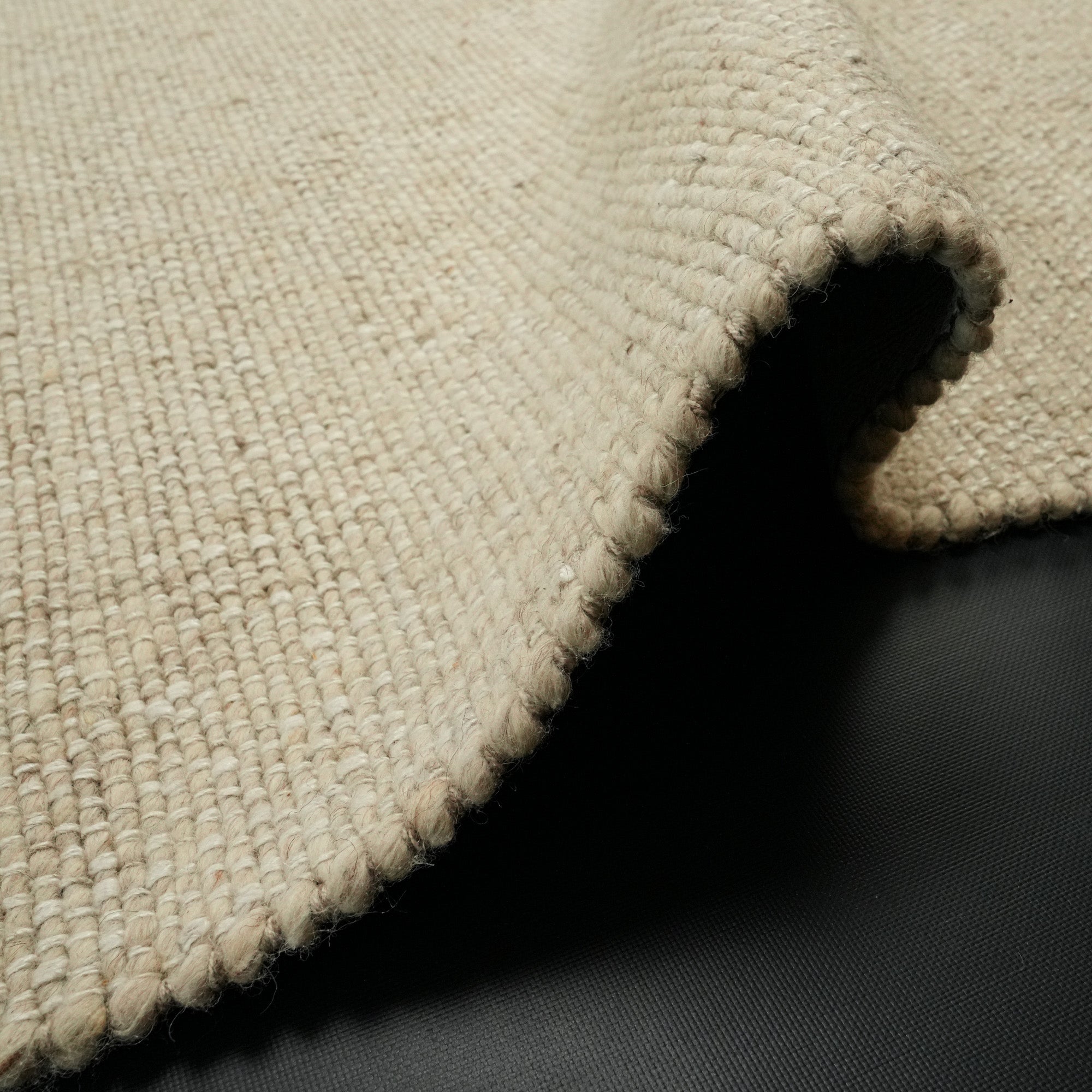 Hand Woven Plain Patterned Beige Carpet