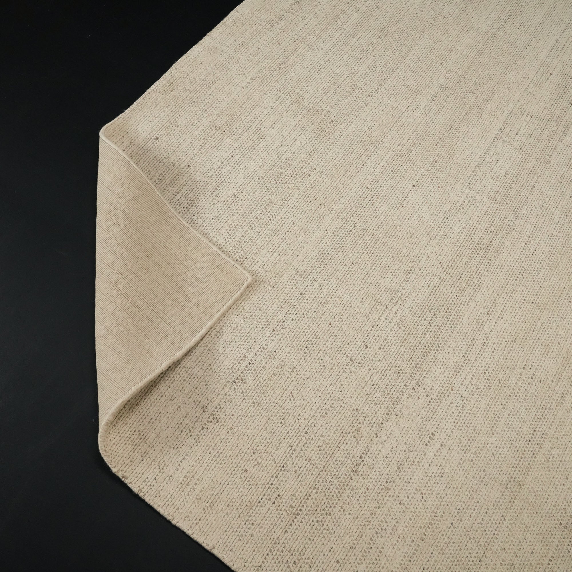 Hand Woven Plain Patterned Beige Wool Carpet