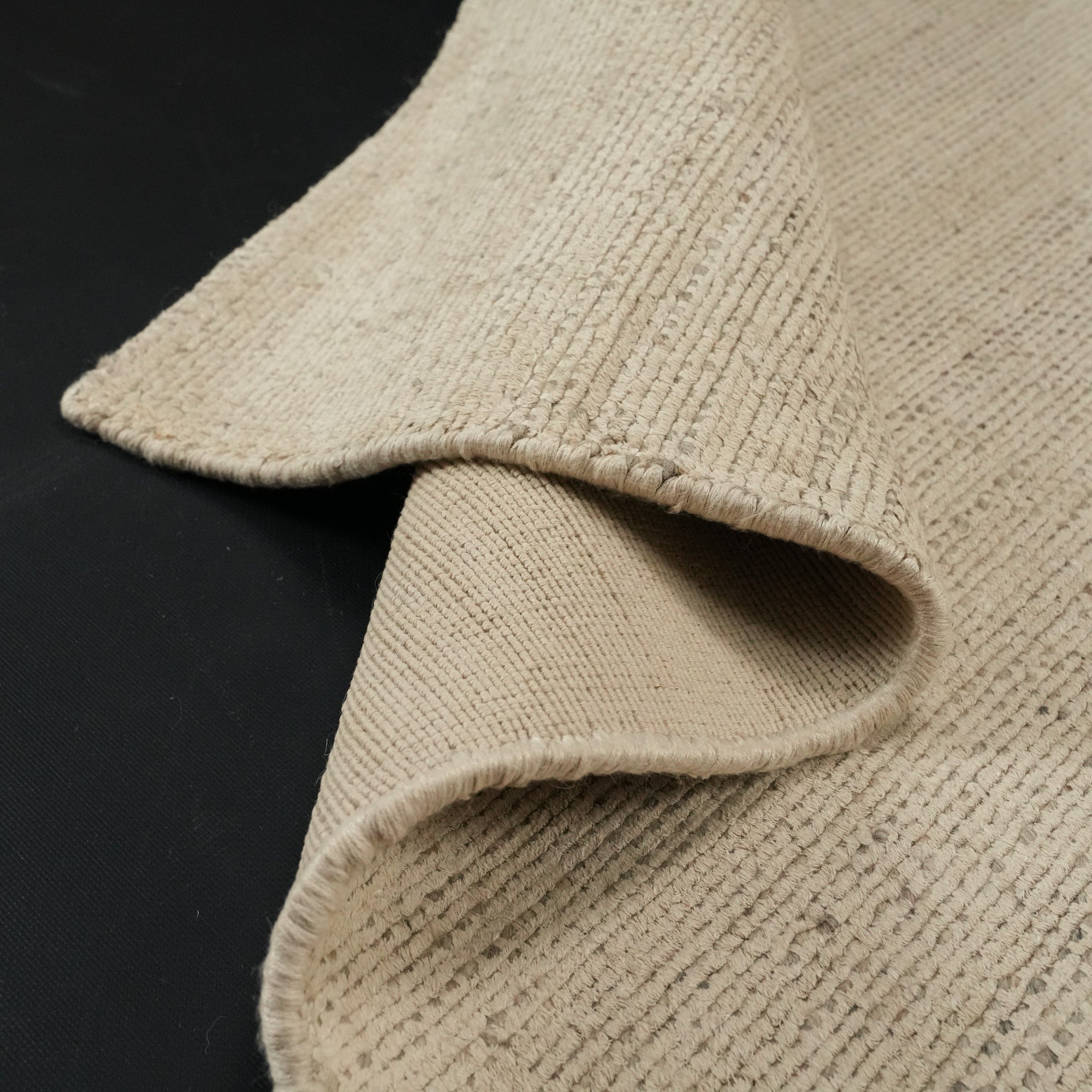 Hand Woven Plain Patterned Beige Wool Carpet