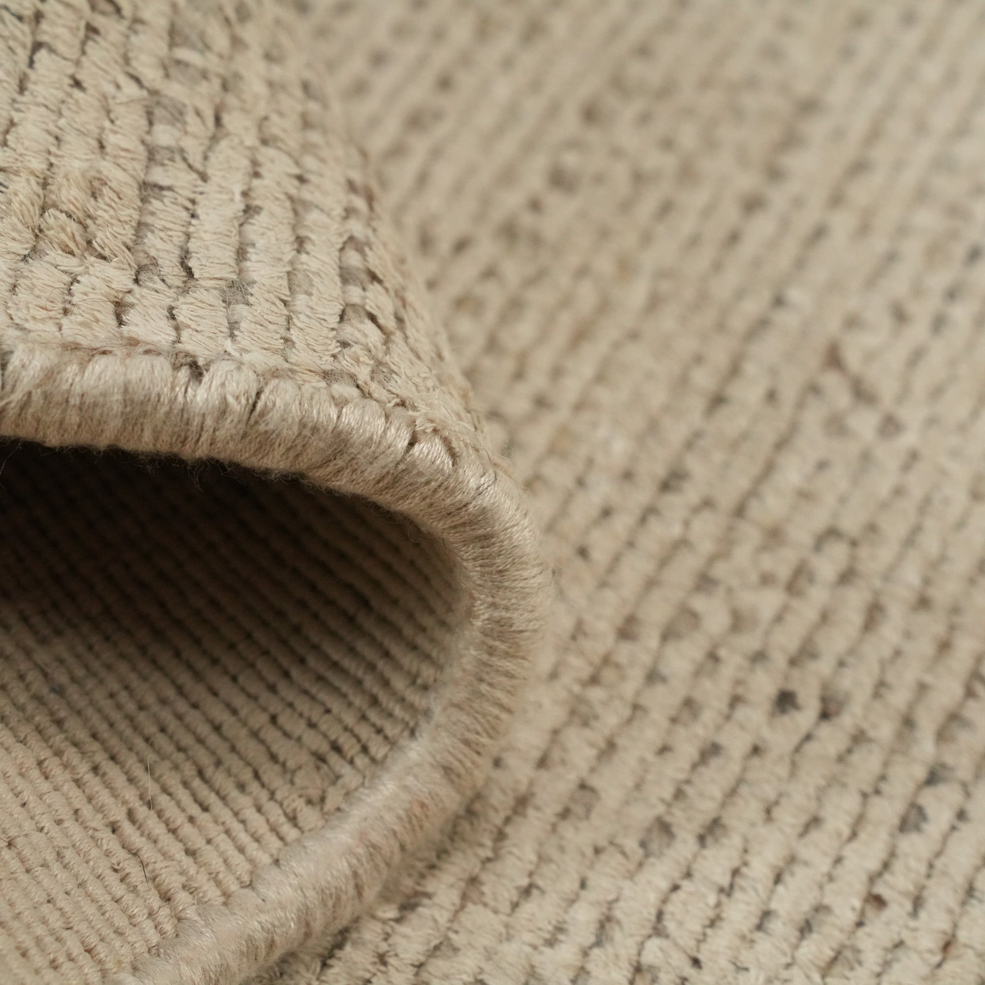 Hand Woven Plain Patterned Beige Wool Carpet