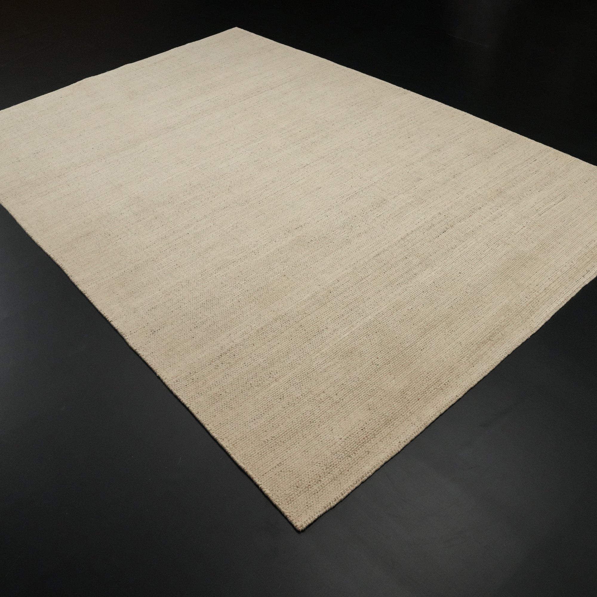 Hand Woven Plain Patterned Beige Wool Carpet