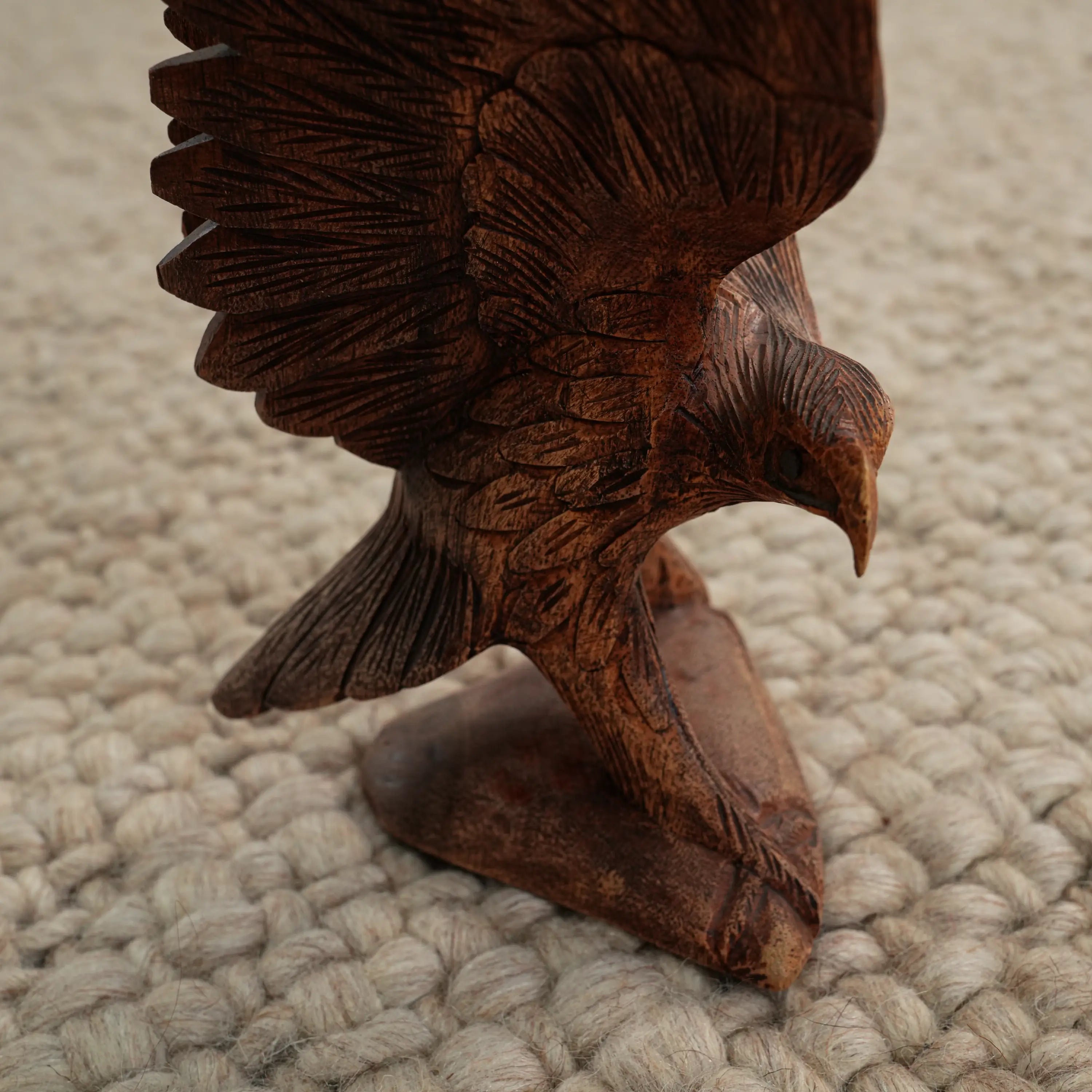 Handwoven Plain Pattern Beige Wool Rug