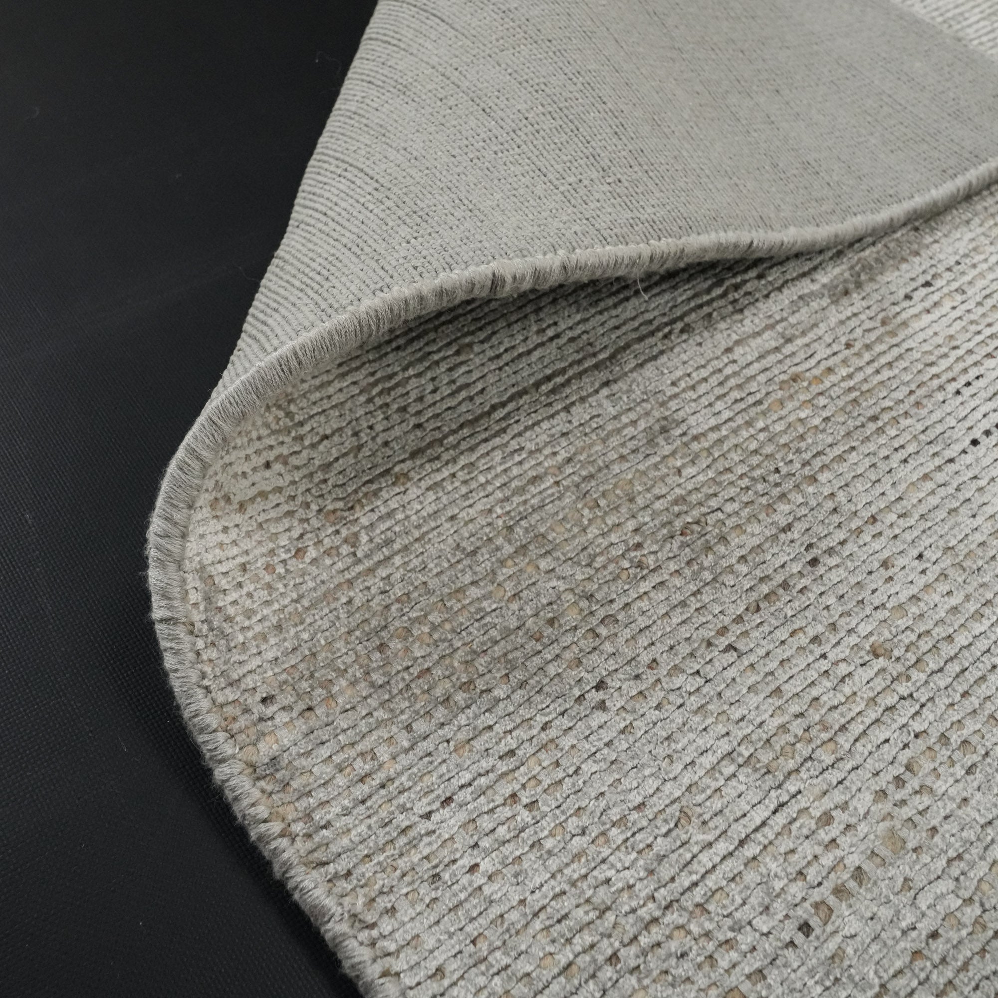 Hand Woven Plain Patterned Gray Wool Carpet