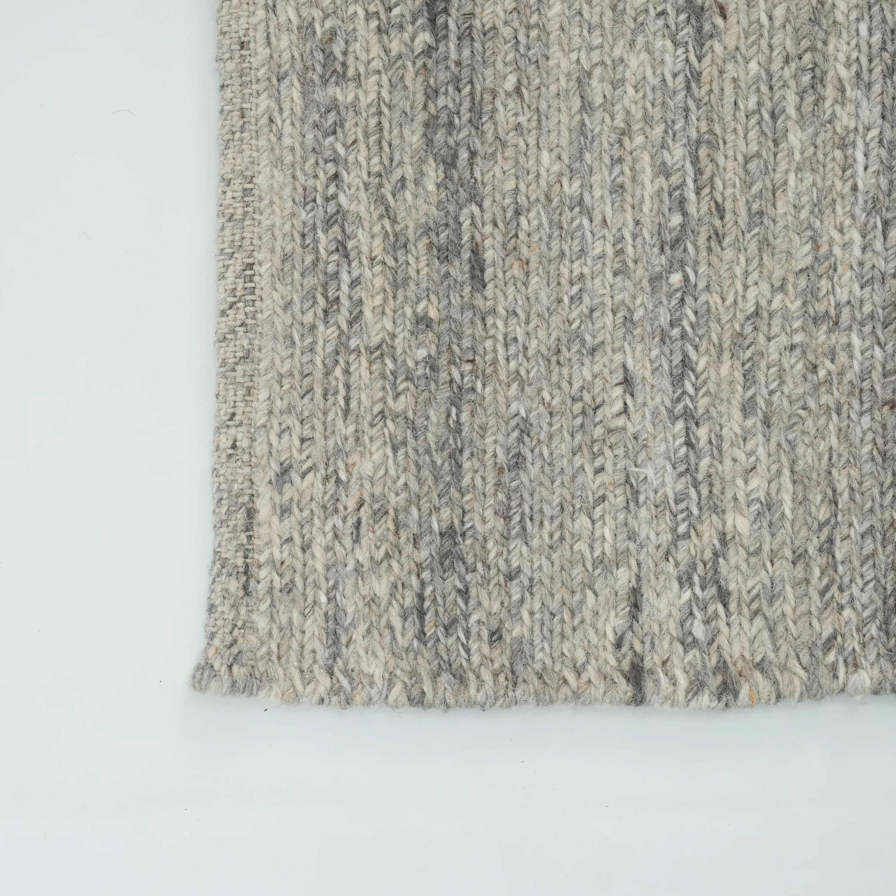 Handwoven Plain Patterned Gray Wool Rug