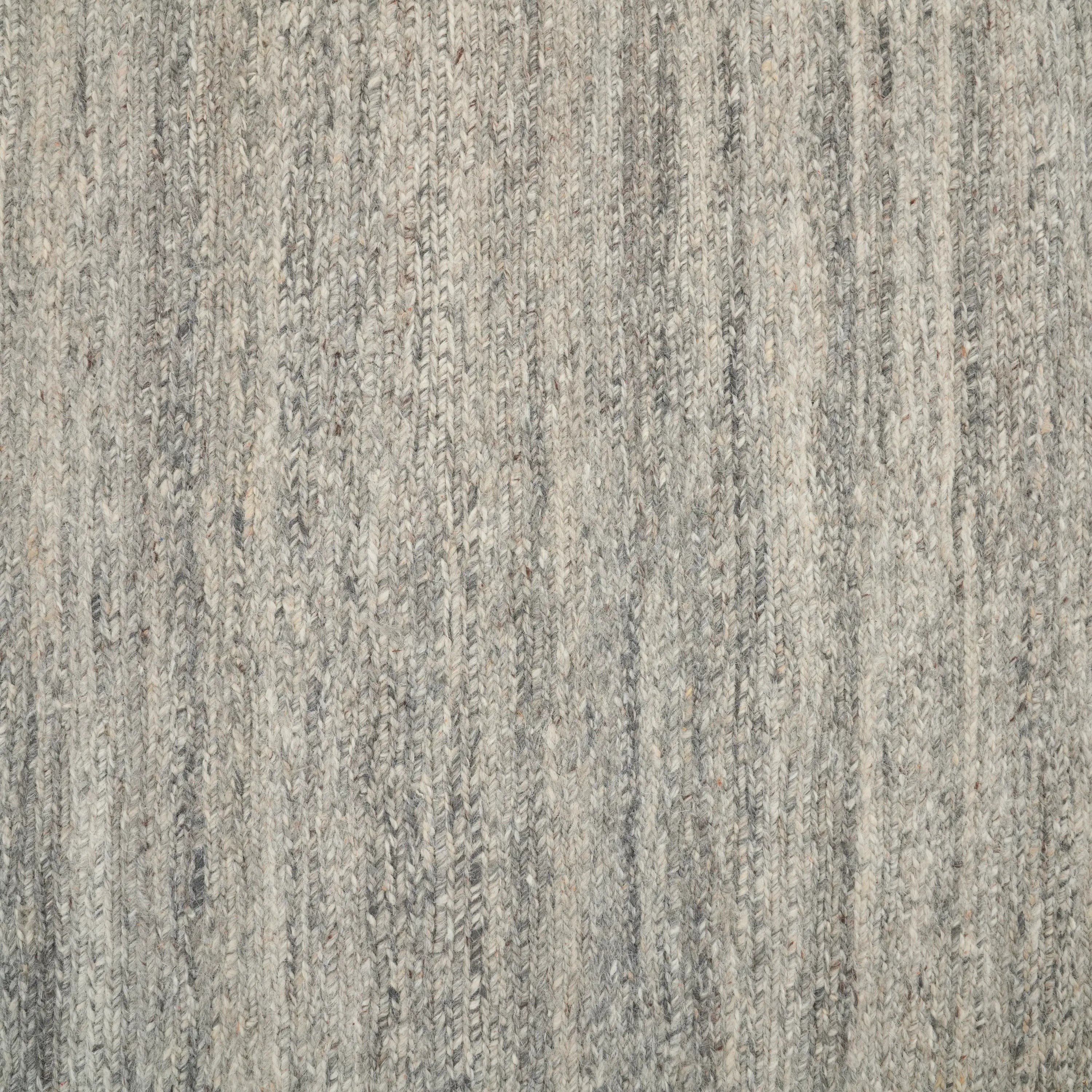 Handwoven Plain Patterned Gray Wool Rug