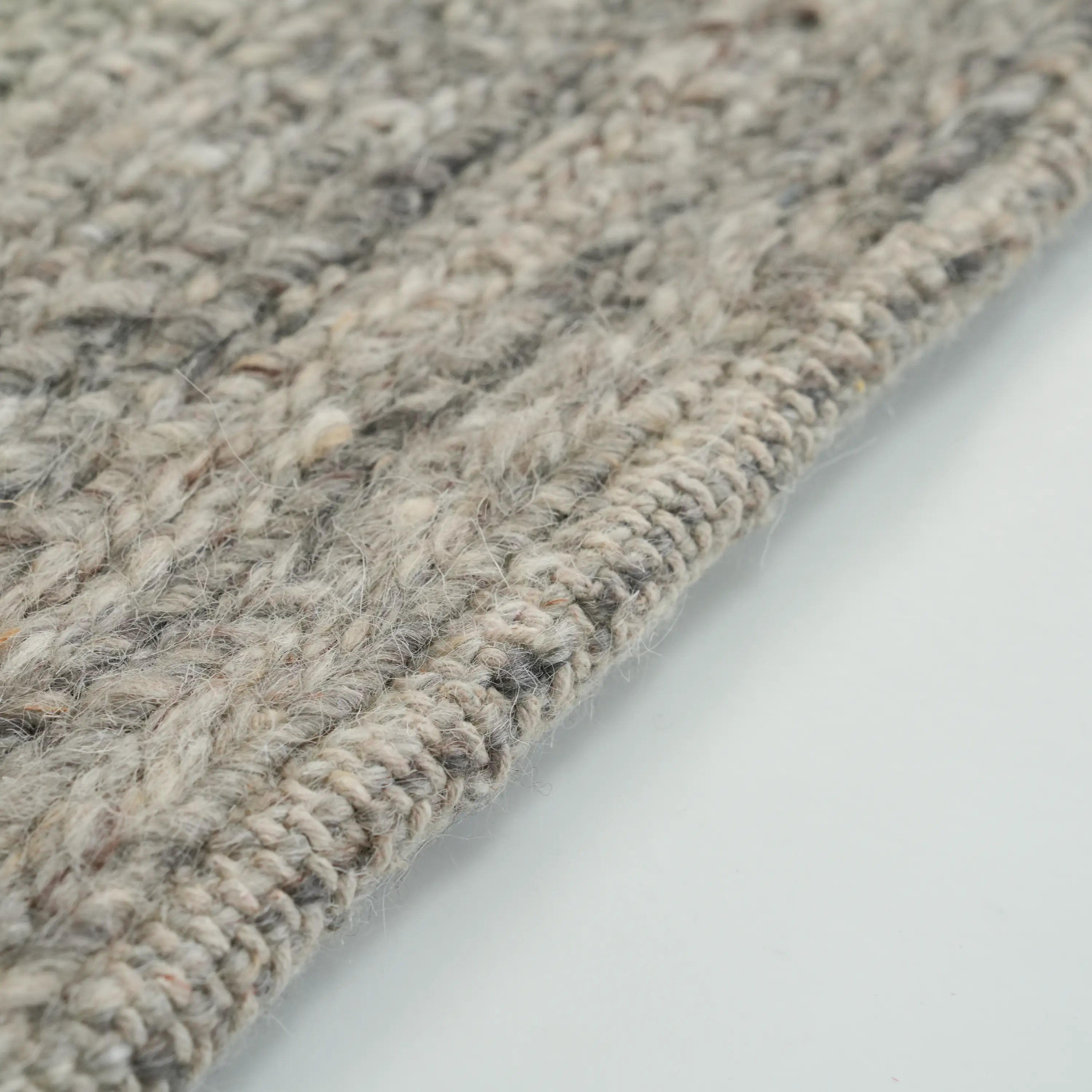 Handwoven Plain Patterned Gray Wool Rug