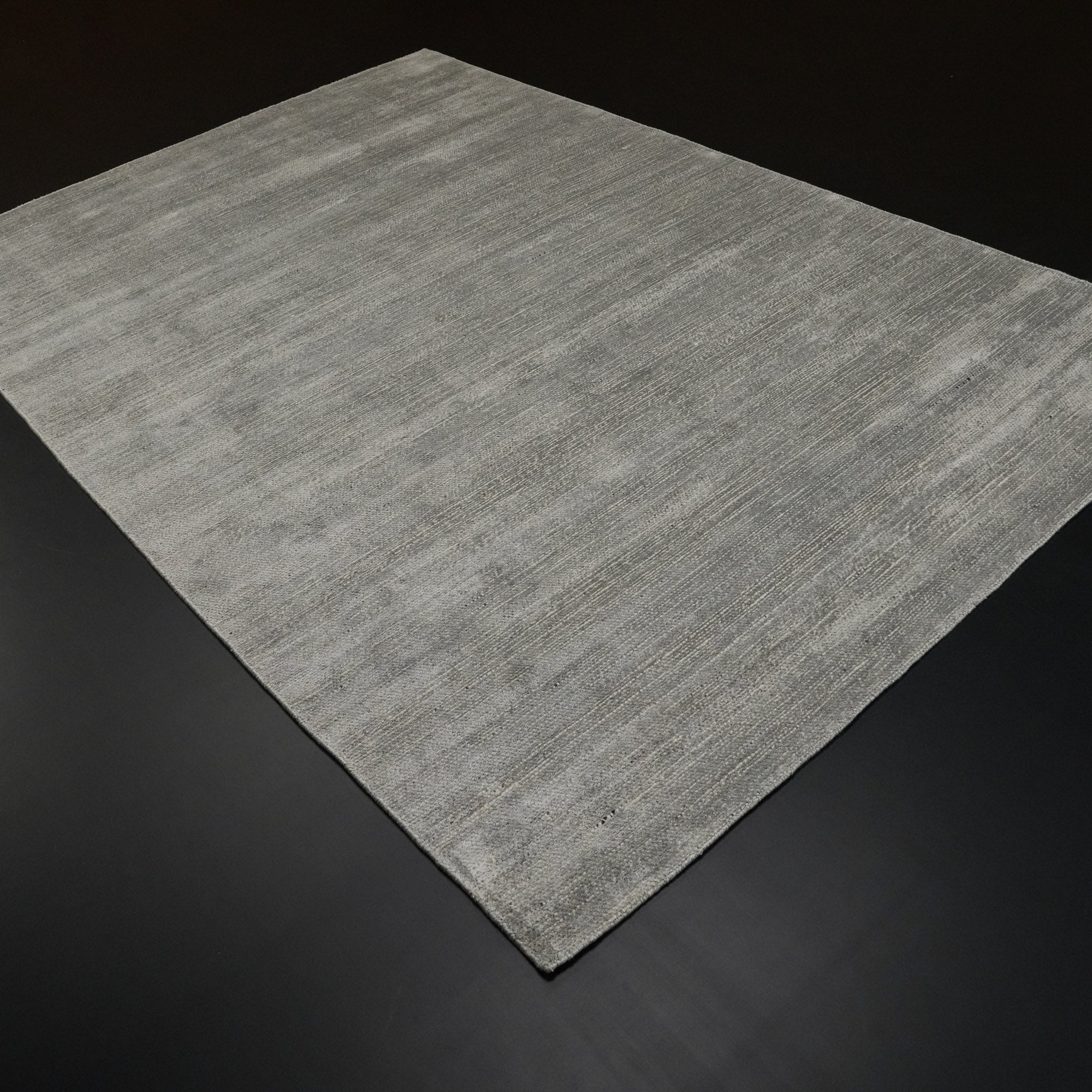 Hand Woven Plain Patterned Gray Wool Carpet