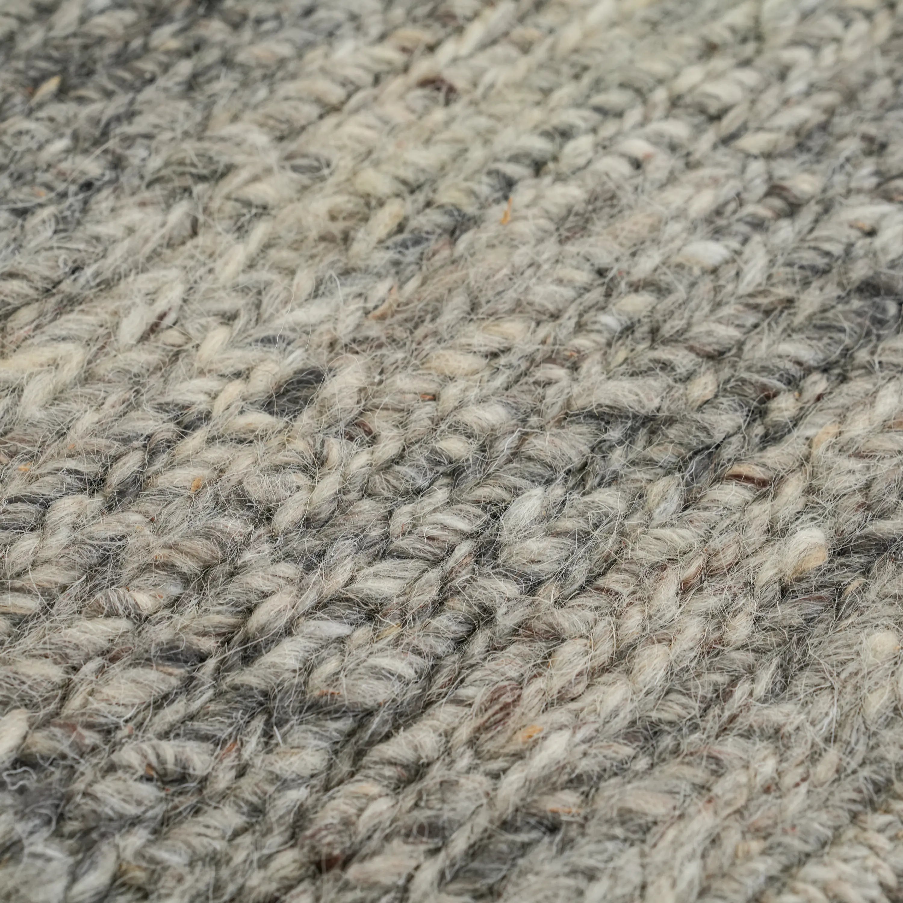 Handwoven Plain Patterned Gray Wool Rug