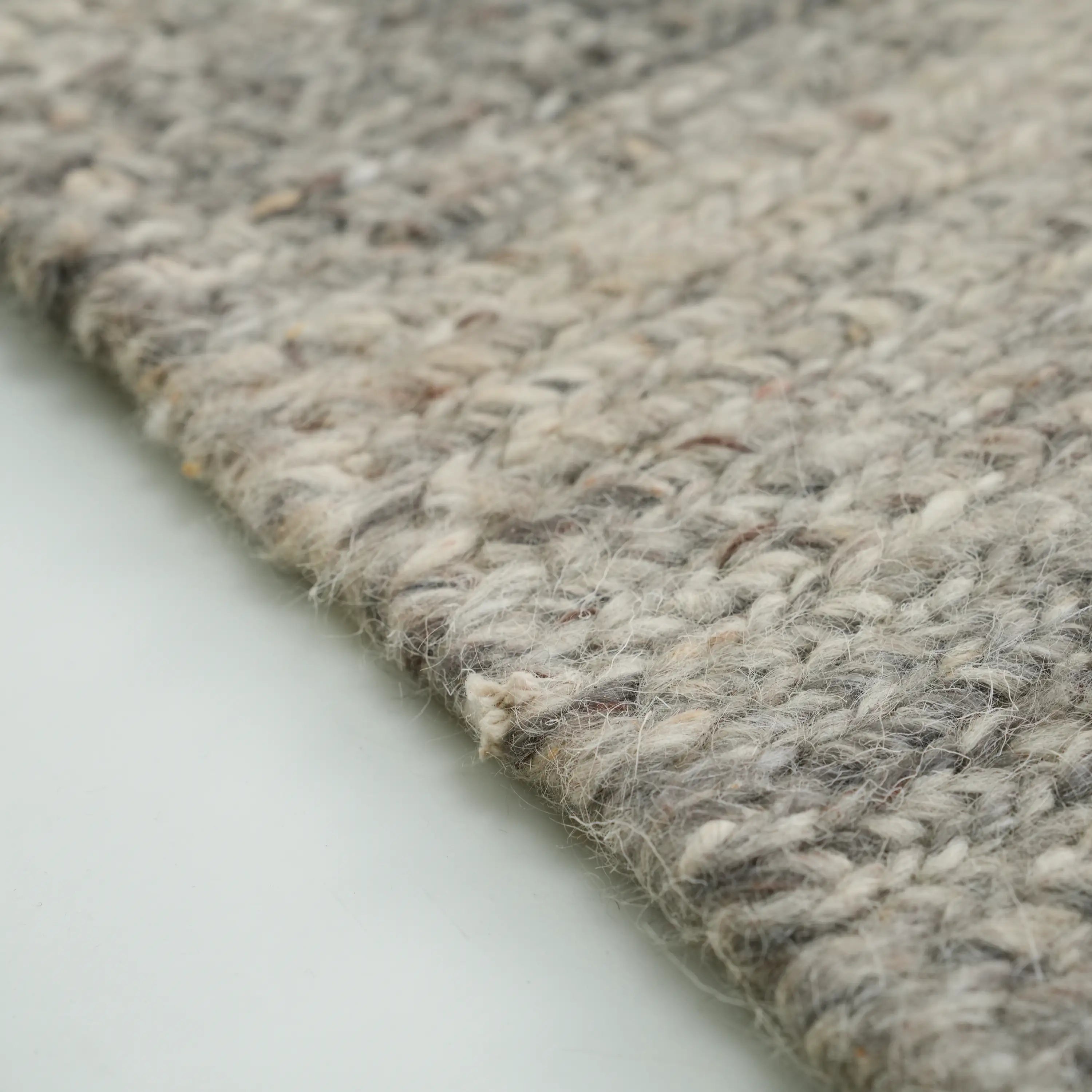 Handwoven Plain Patterned Gray Wool Rug