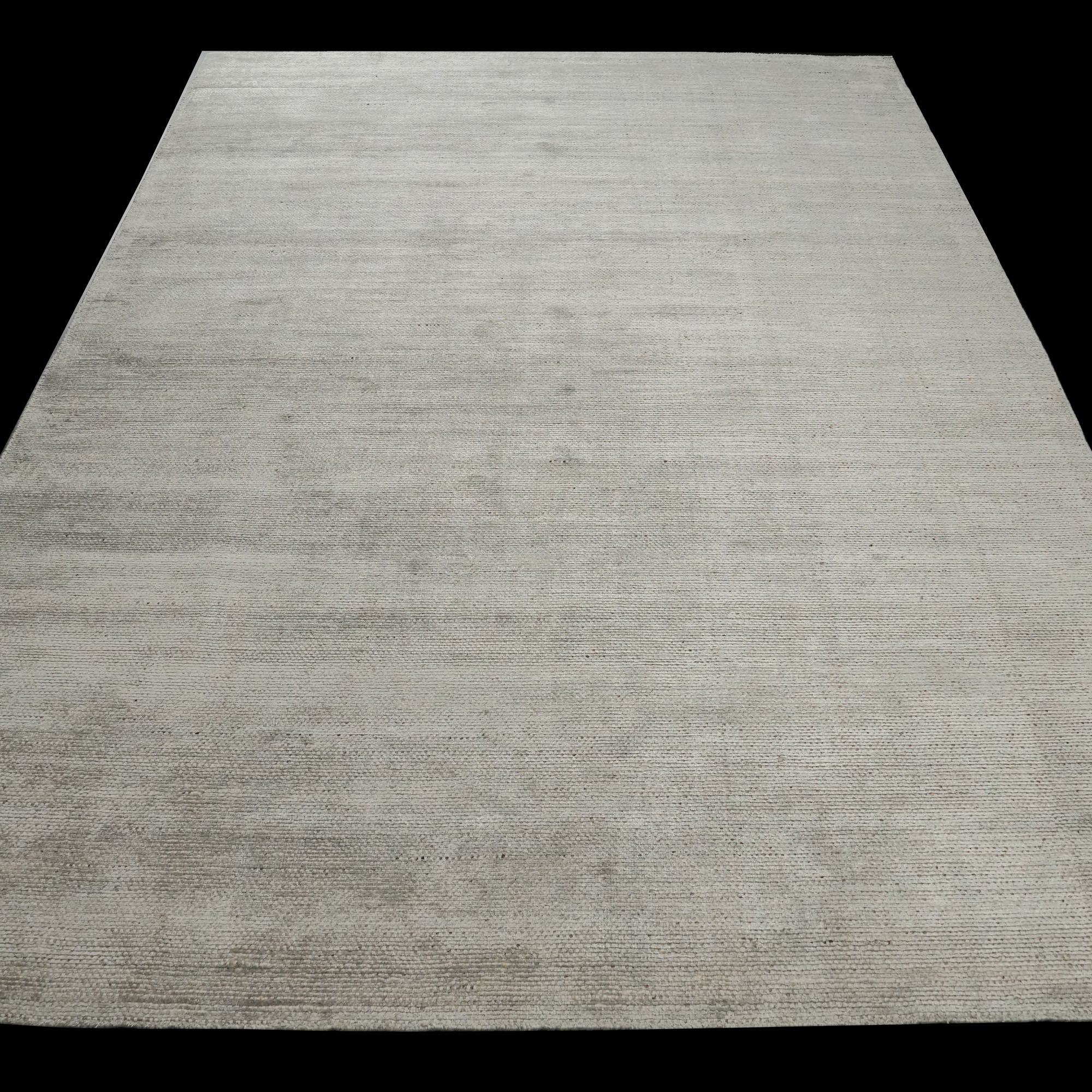 Hand Woven Plain Patterned Gray Wool Carpet