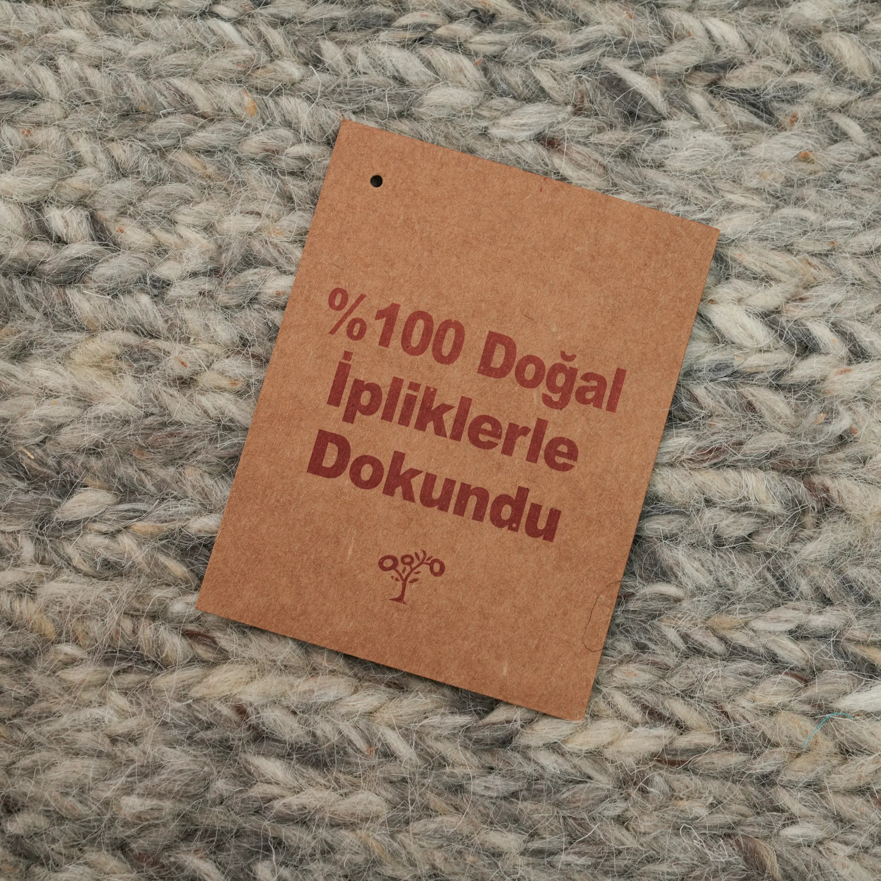 Handwoven Plain Patterned Gray Wool Rug