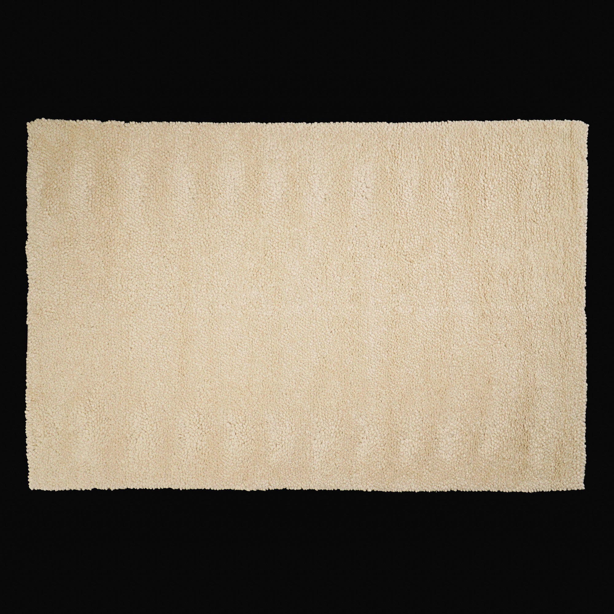 Hand Woven Plain Patterned Cream Wool Carpet