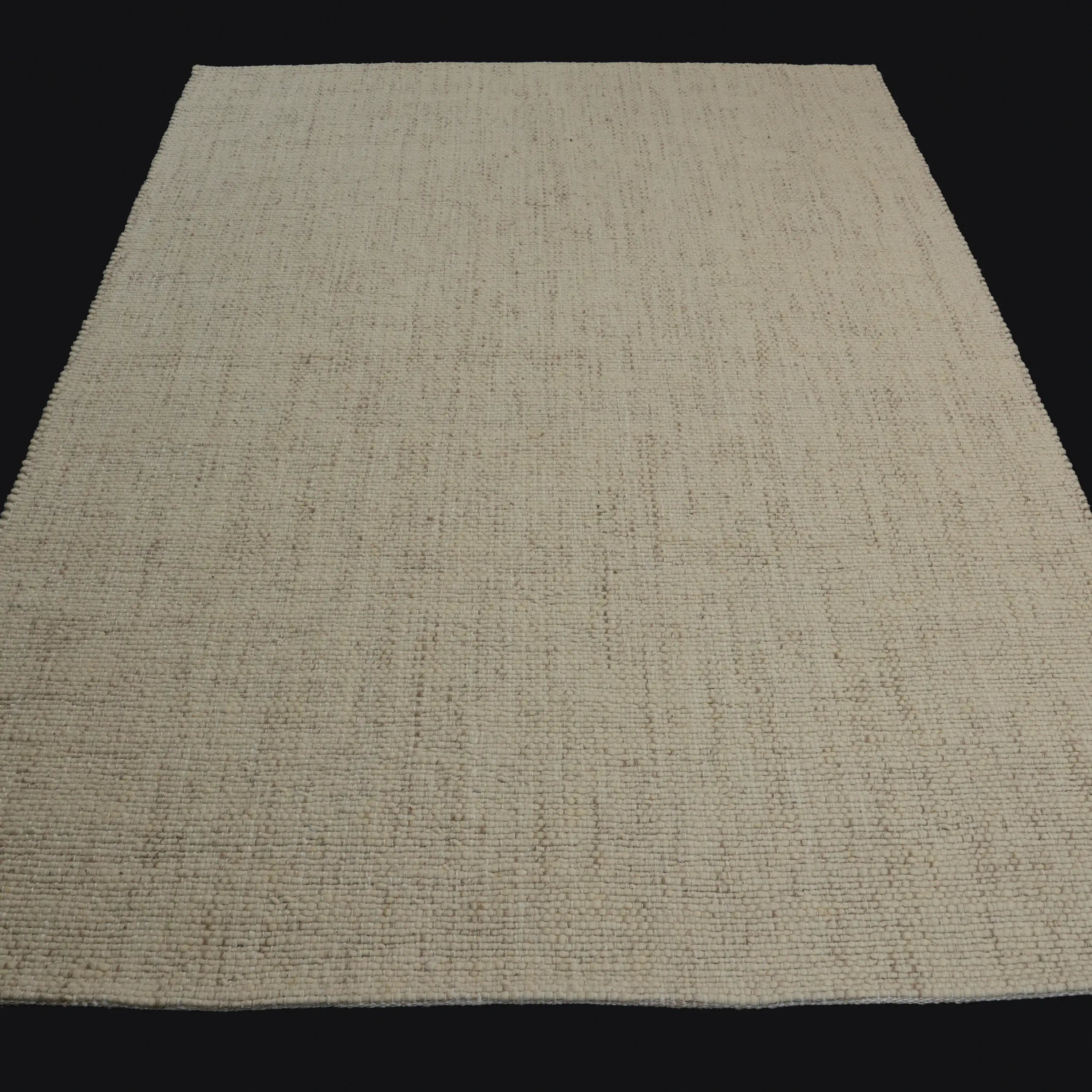 El Dokuma Sade Desenli Krem Yün Halı