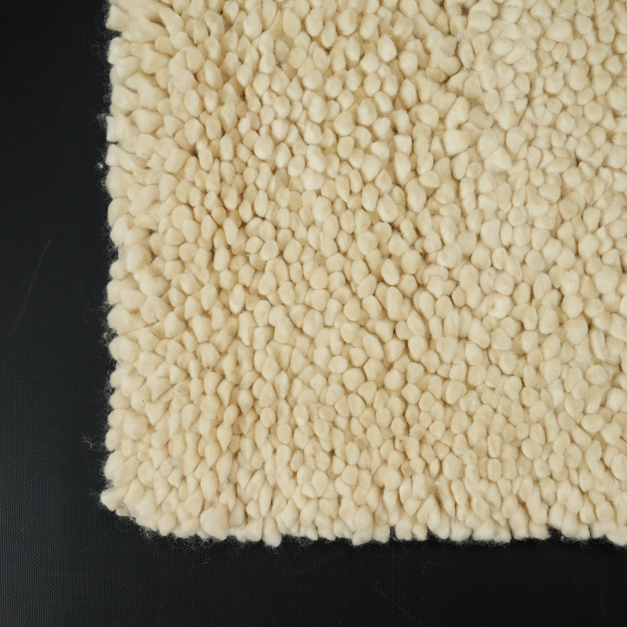 Hand Woven Plain Patterned Cream Wool Carpet