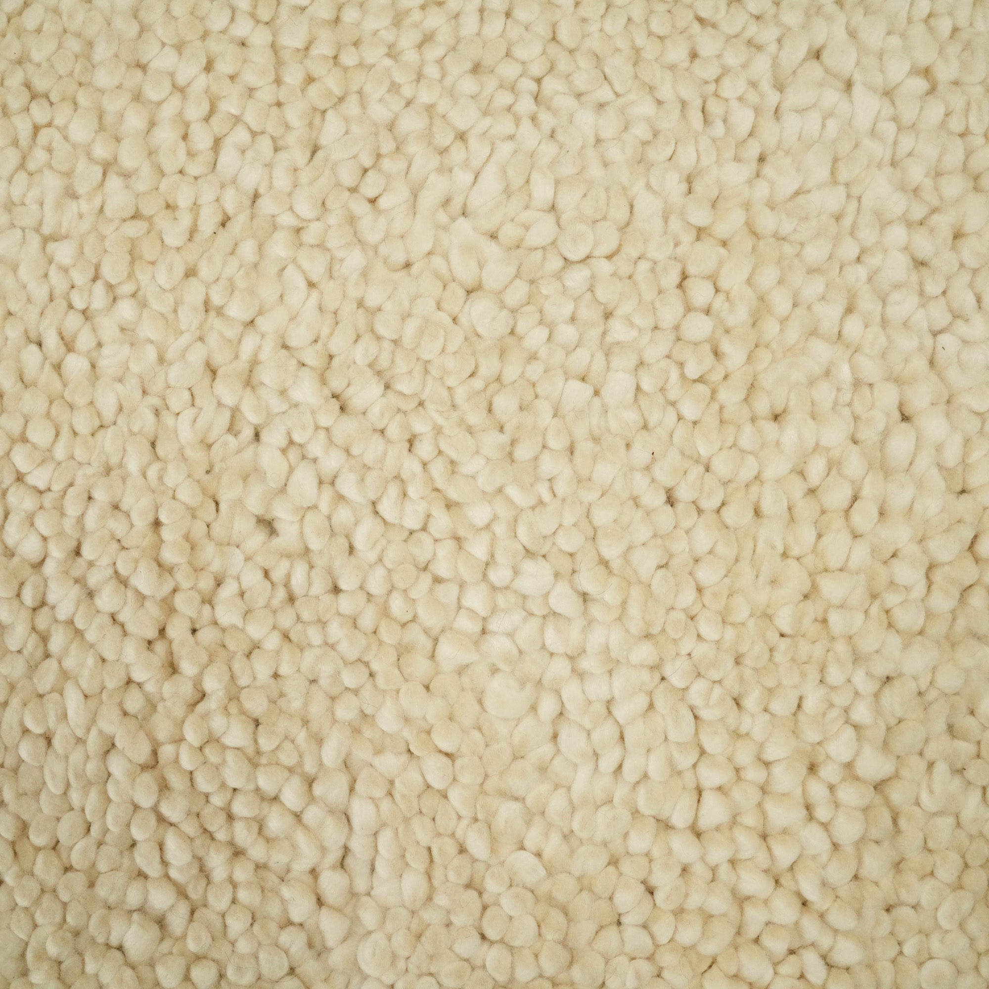 Hand Woven Plain Patterned Cream Wool Carpet