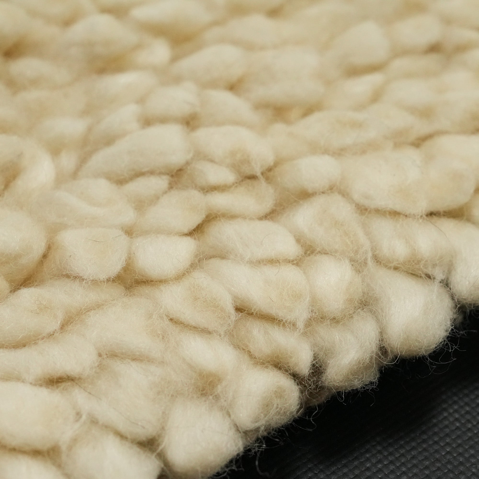 Hand Woven Plain Patterned Cream Wool Carpet