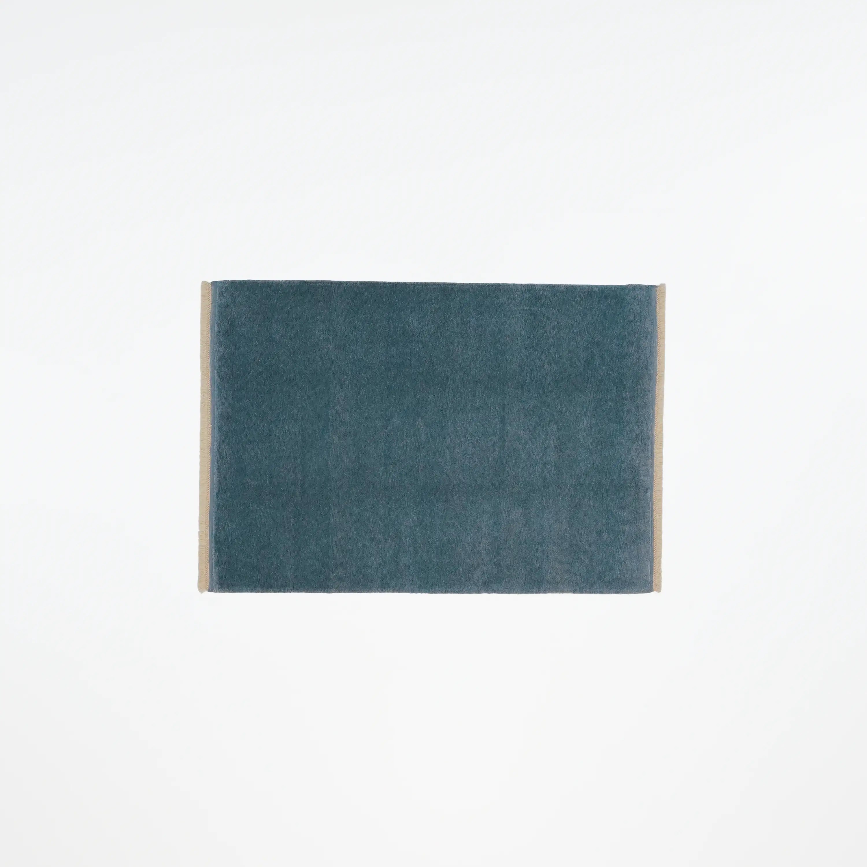 Handwoven Plain Patterned Blue Wool Rug