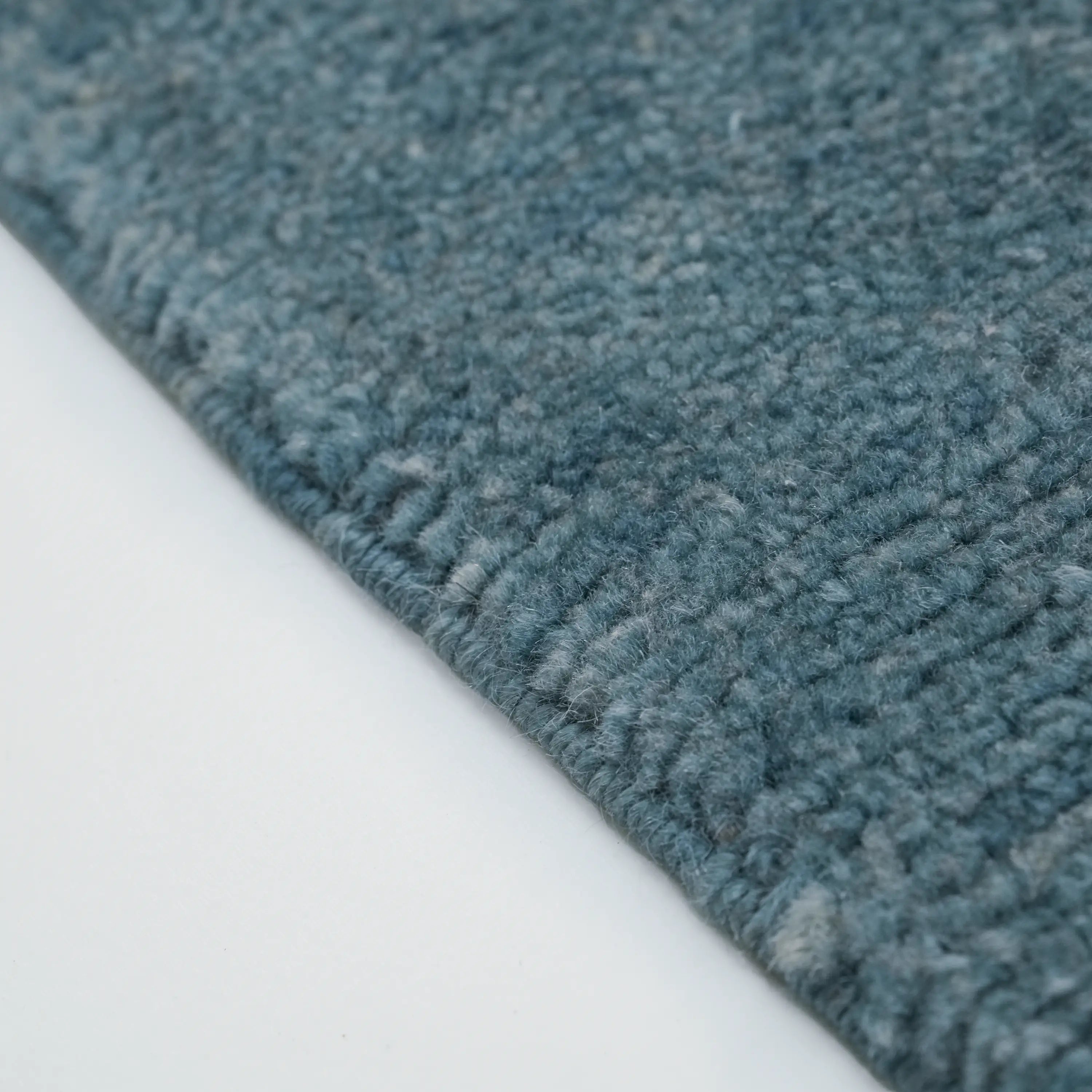 Handwoven Plain Patterned Blue Wool Rug