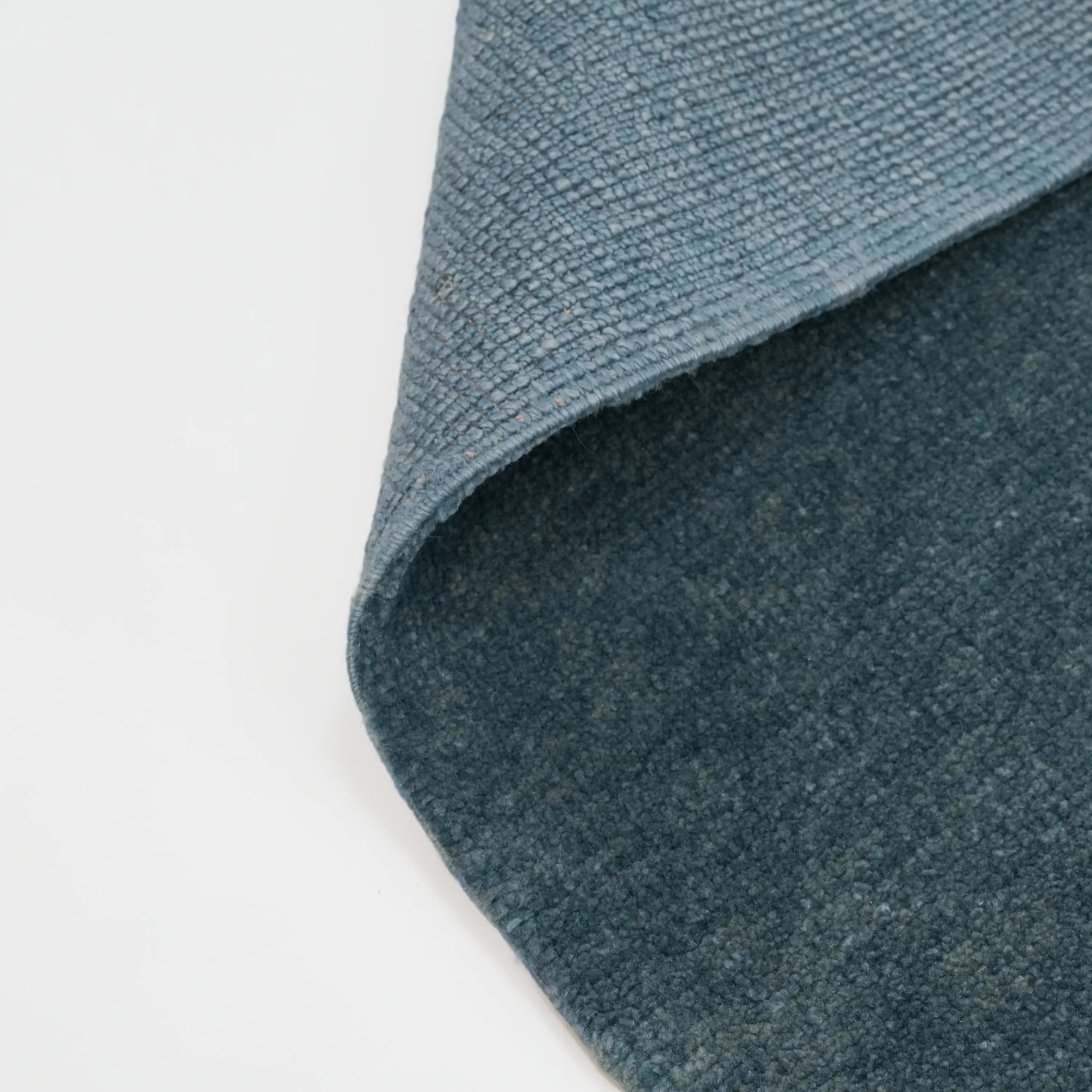 Handwoven Plain Patterned Blue Wool Rug