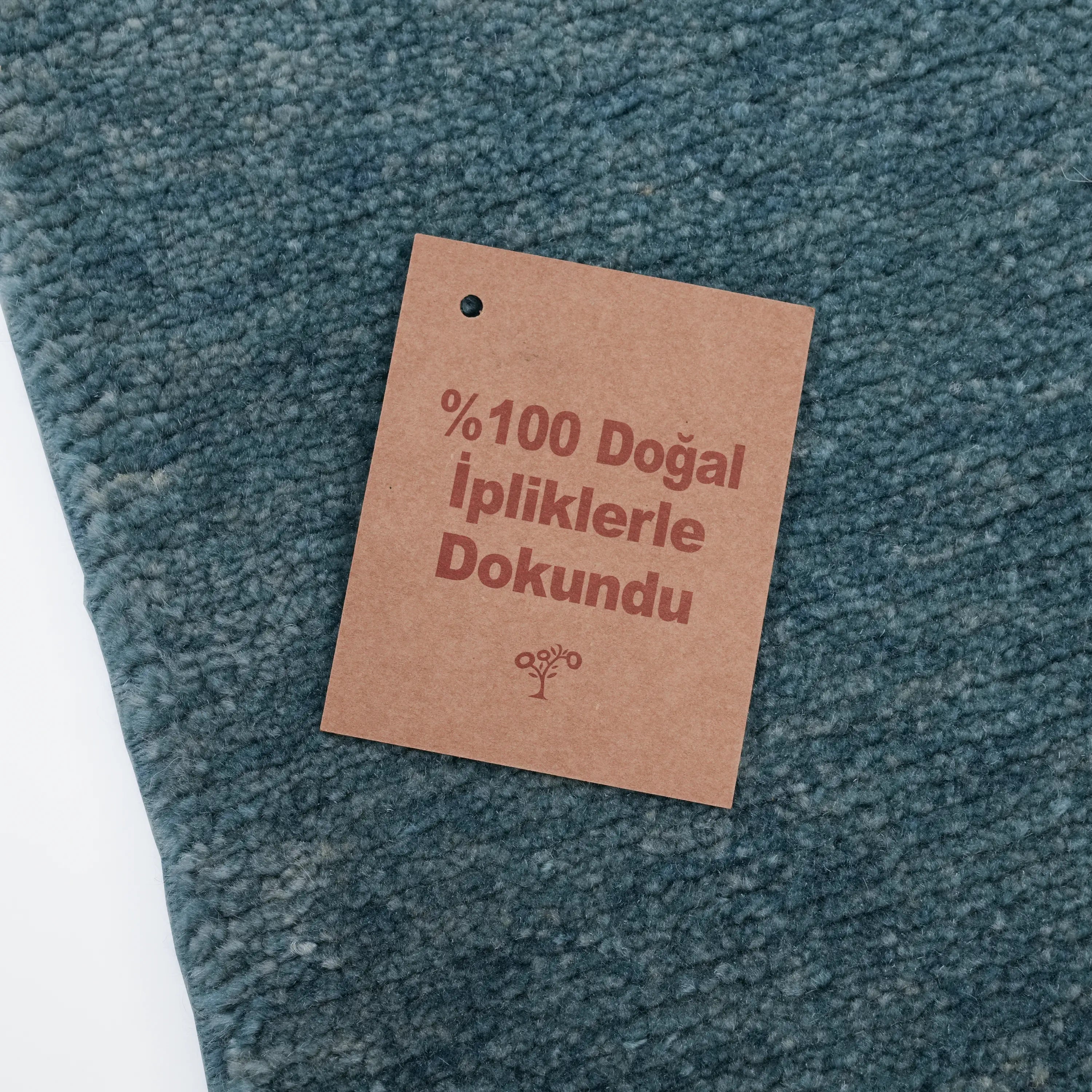 Handwoven Plain Patterned Blue Wool Rug