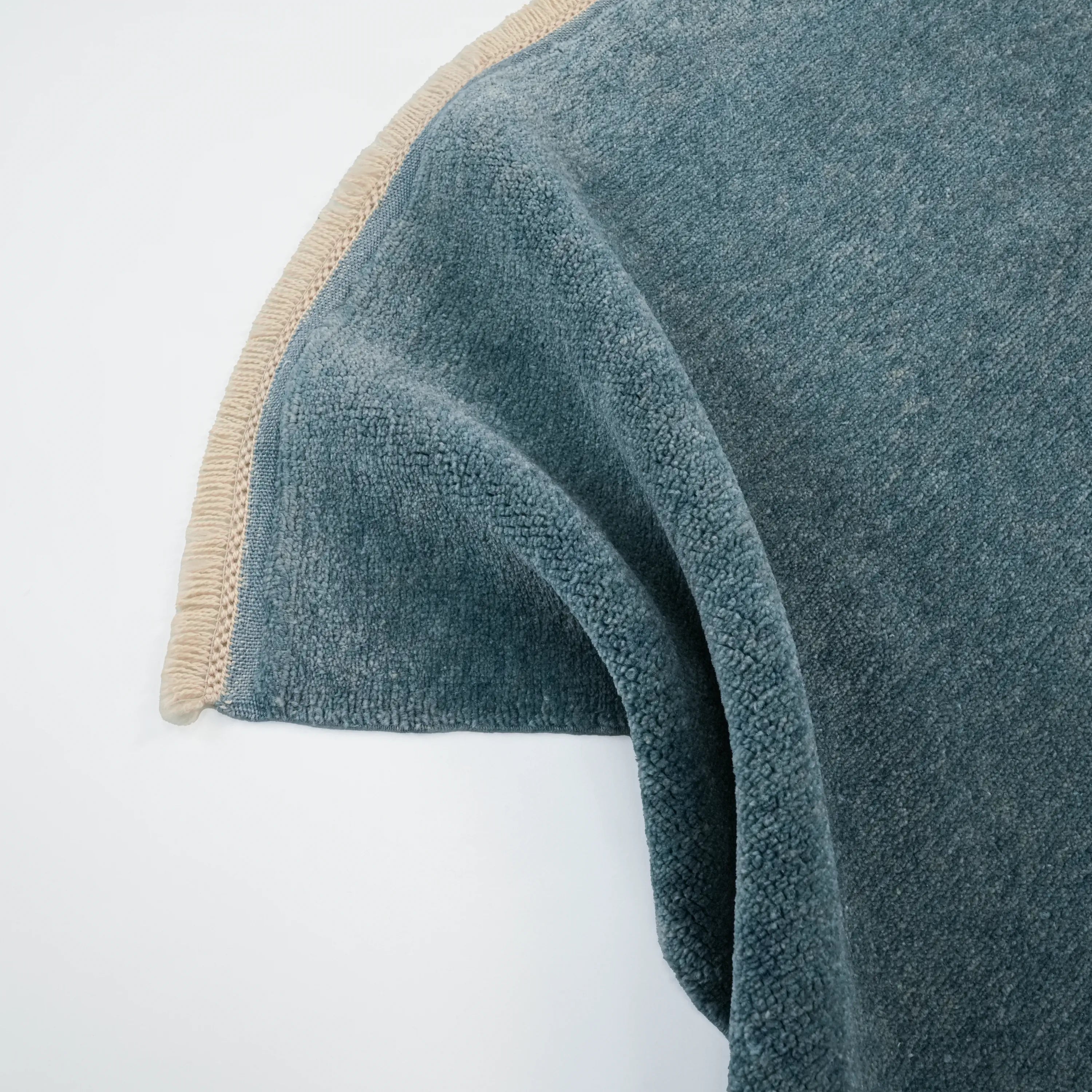 Handwoven Plain Patterned Blue Wool Rug