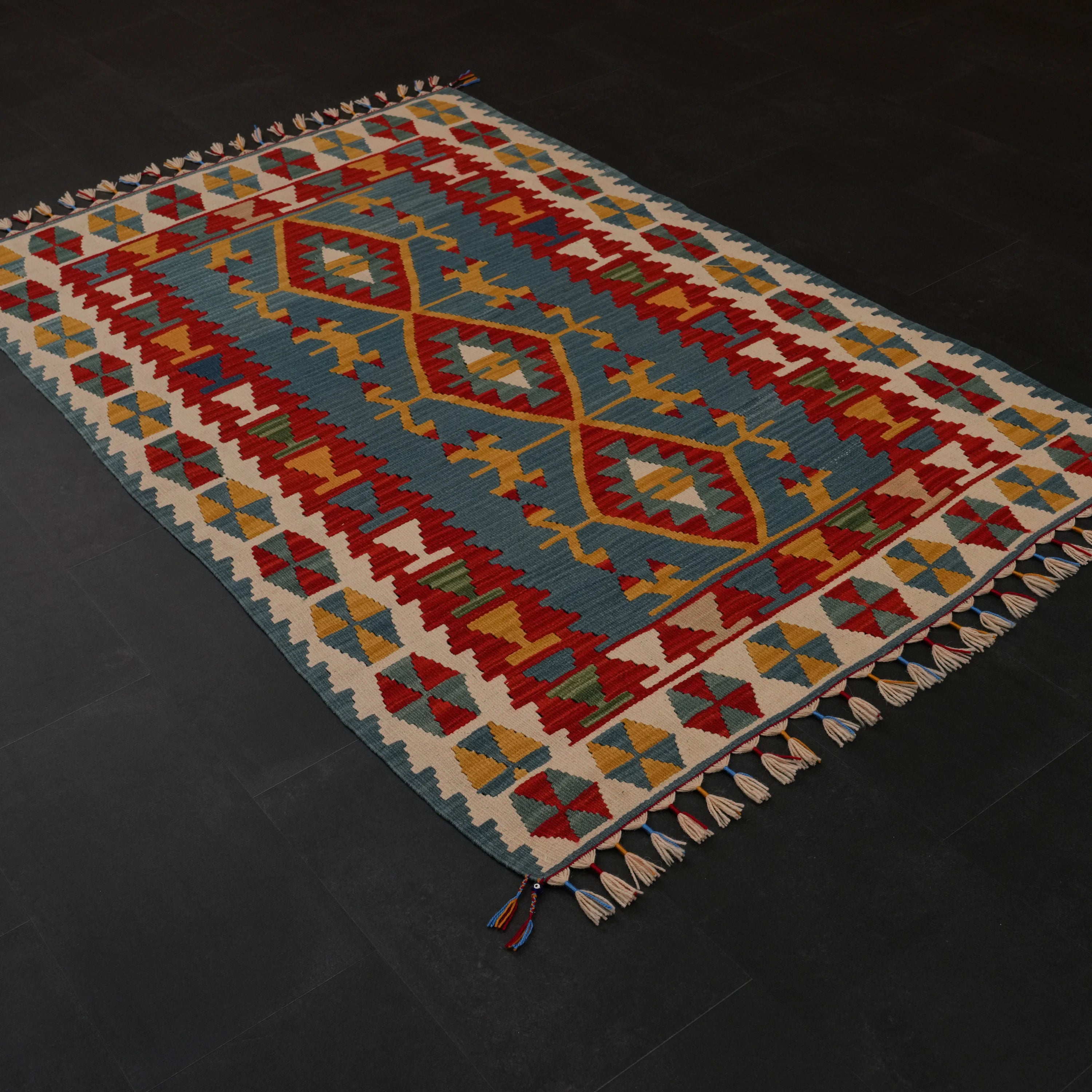 El Dokuma Sandık Eskisi Anadolu Desenli Rengarenk Kayseri Kilimi