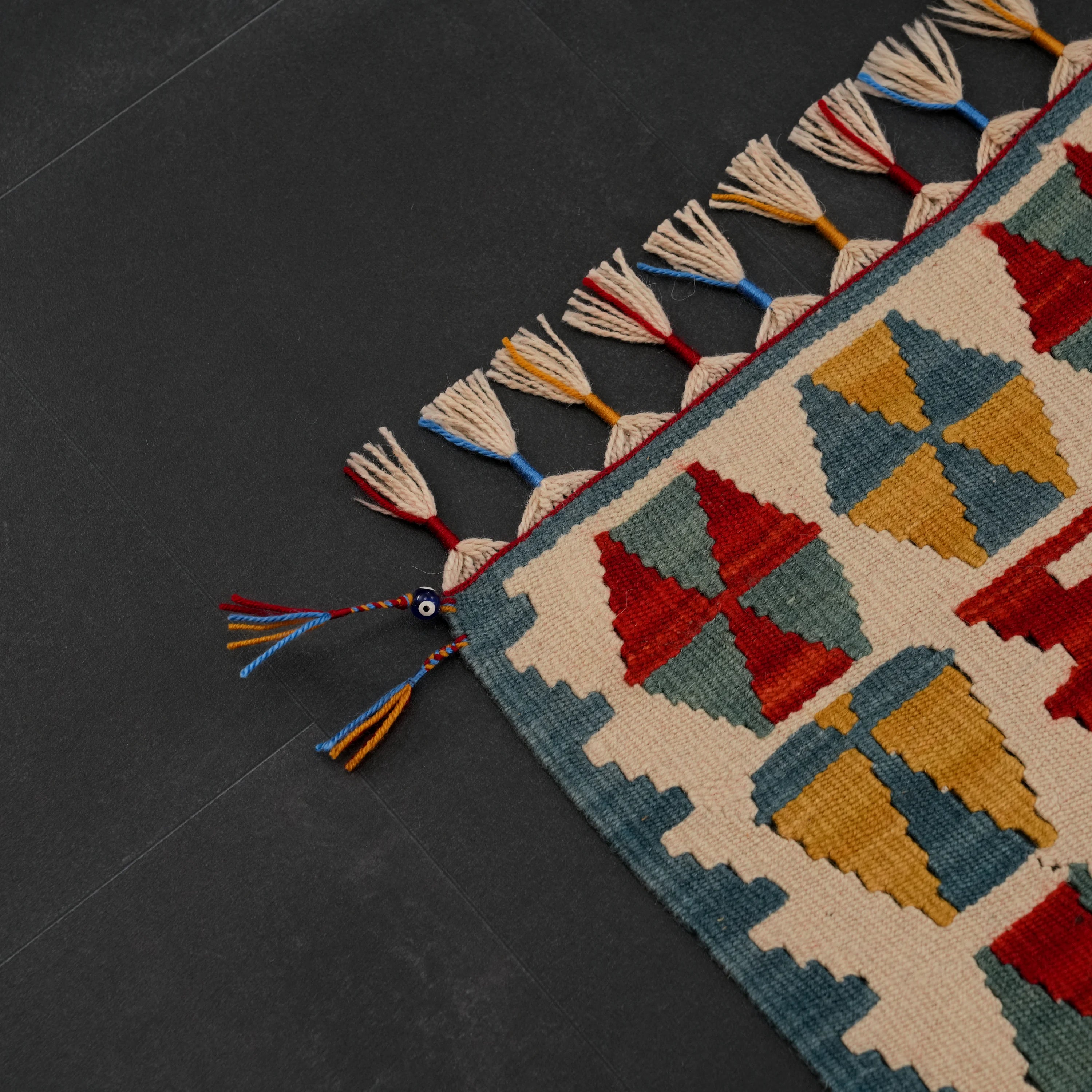 Handwoven Chest Antique Anatolian Patterned colorful Kayseri Kilim