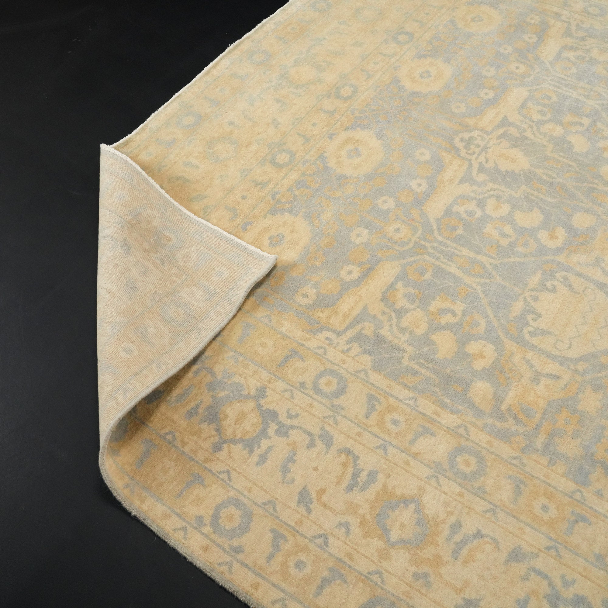 Hand Woven Uşak Patterned Blue Carpet