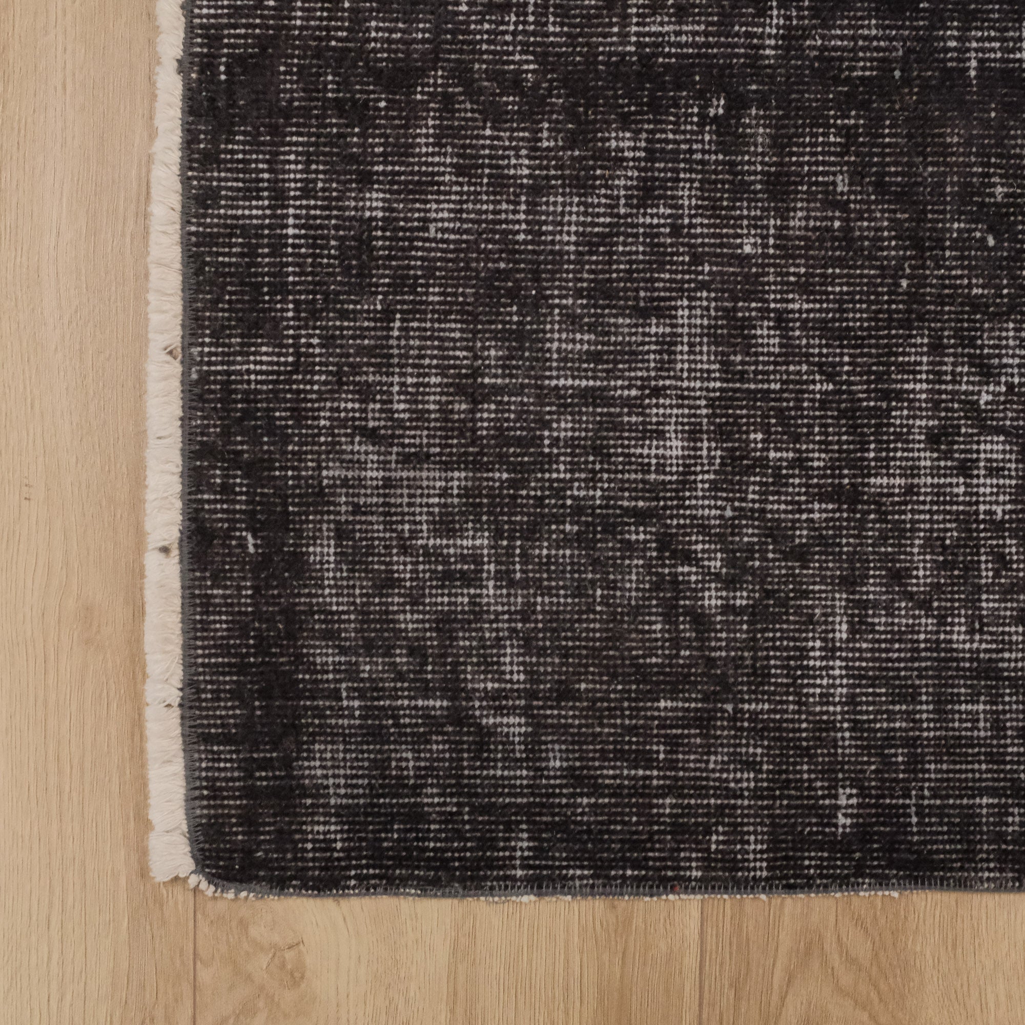 Hand Woven Vintage Patterned Anthracite Wool Carpet