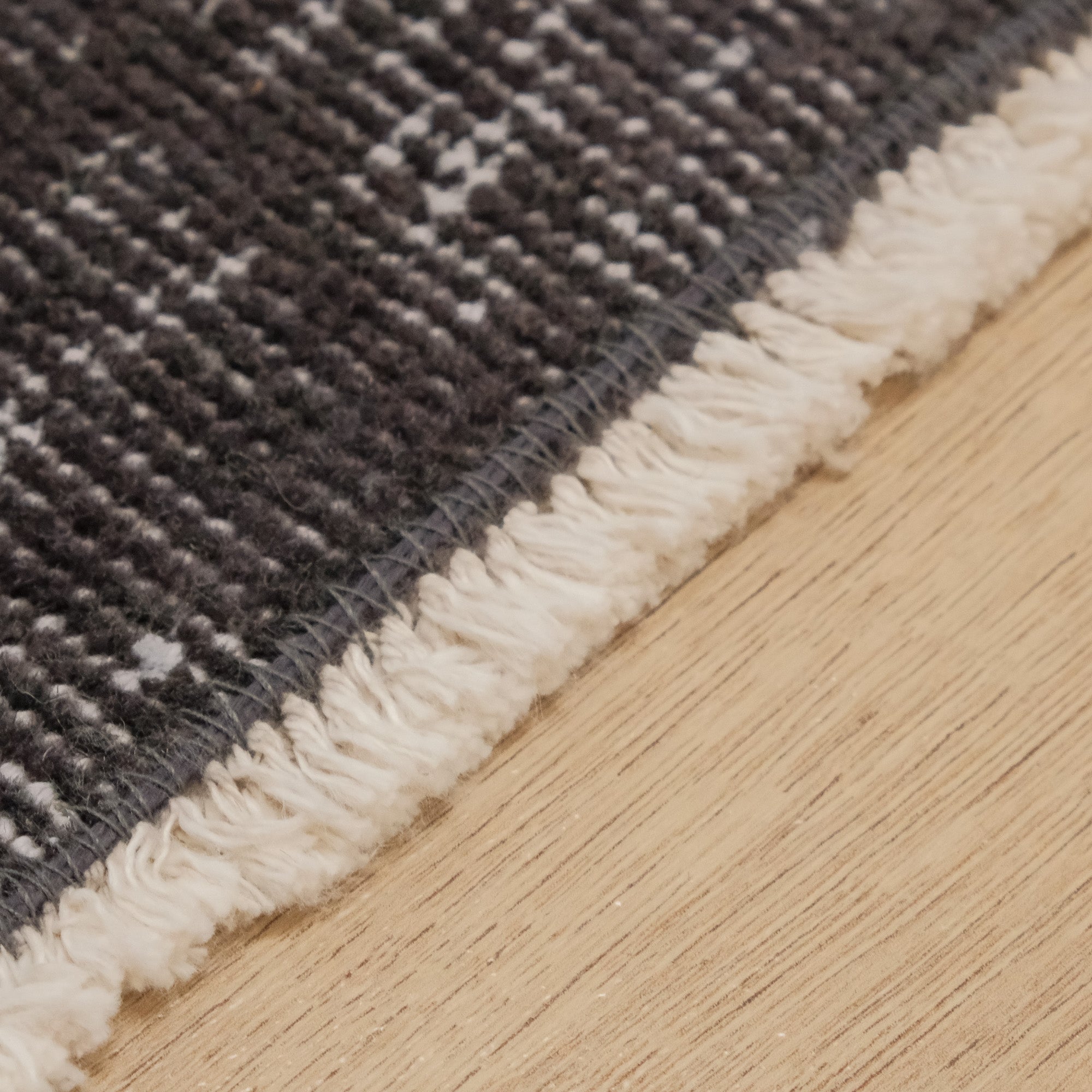 Hand Woven Vintage Patterned Anthracite Wool Carpet