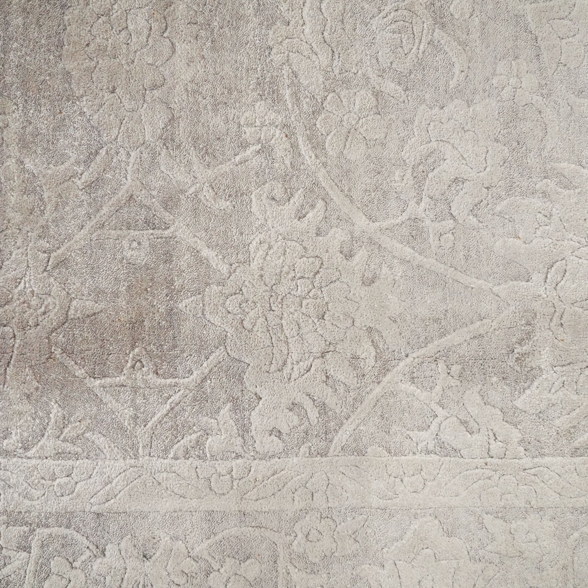 Hand Woven Vintage Patterned Gray Bamboo Carpet