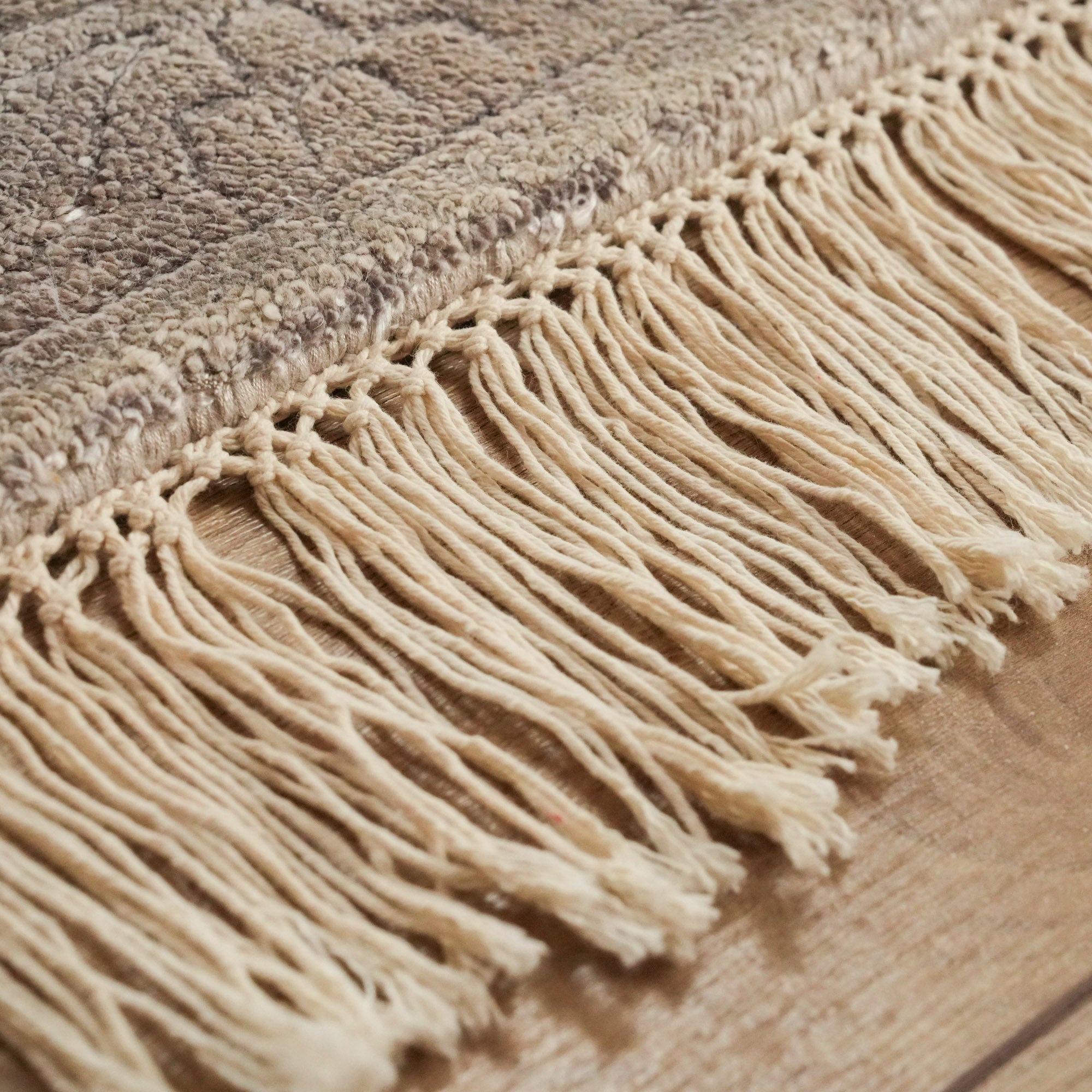 Hand Woven Vintage Patterned Gray Bamboo Carpet