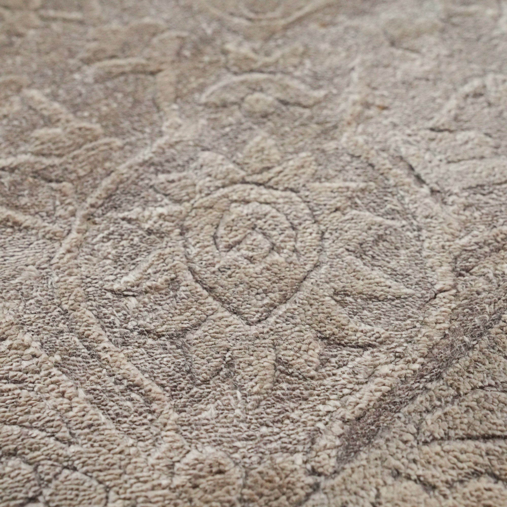 Hand Woven Vintage Patterned Gray Bamboo Carpet