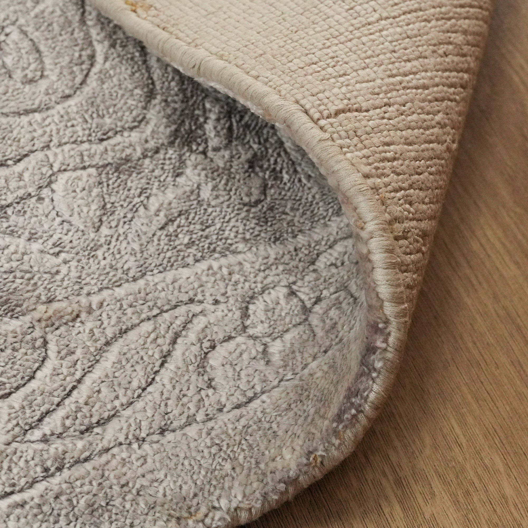 Hand Woven Vintage Patterned Gray Bamboo Carpet