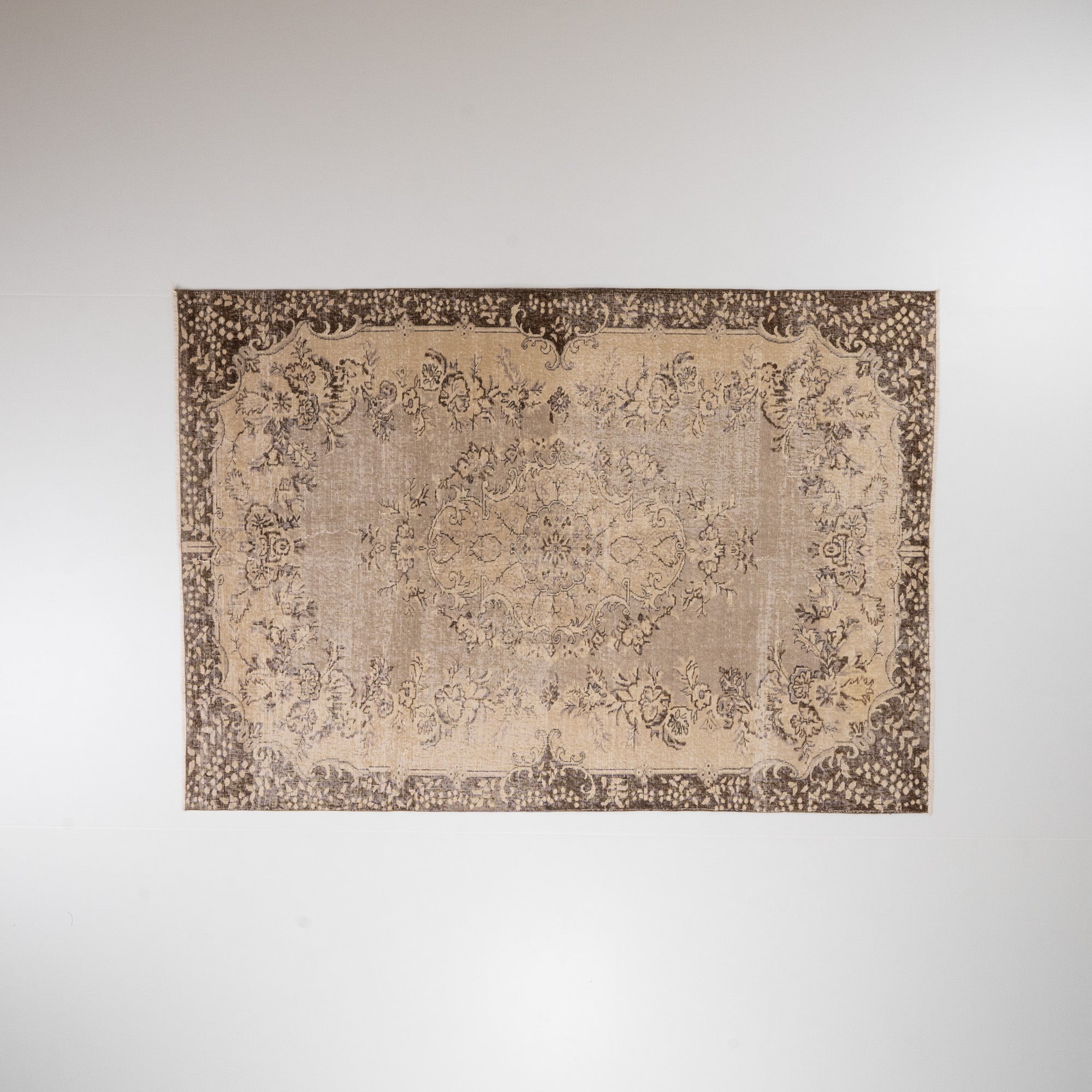 El Dokuma Vintage Patterned Brown Wool Rug