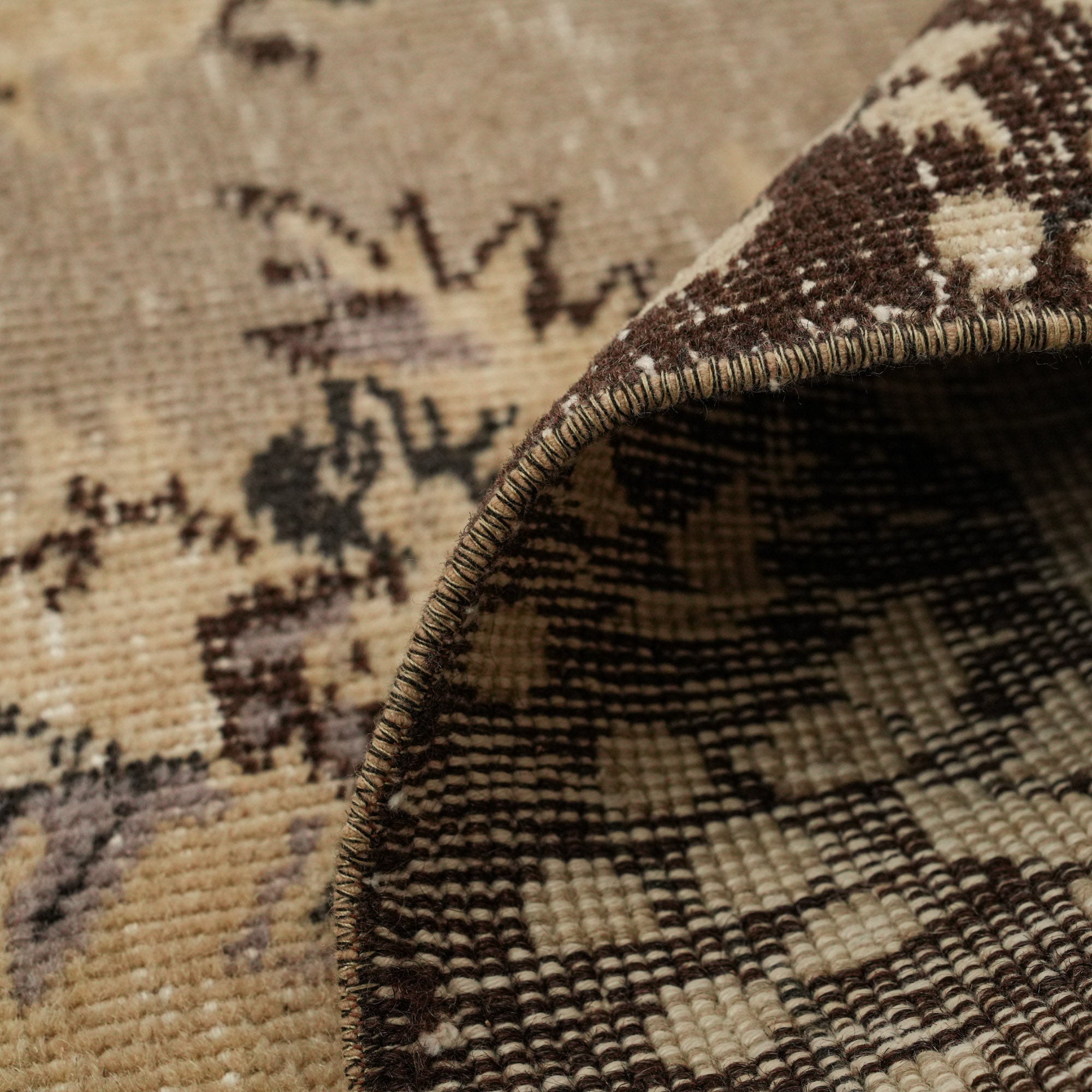 El Dokuma Vintage Patterned Brown Wool Rug