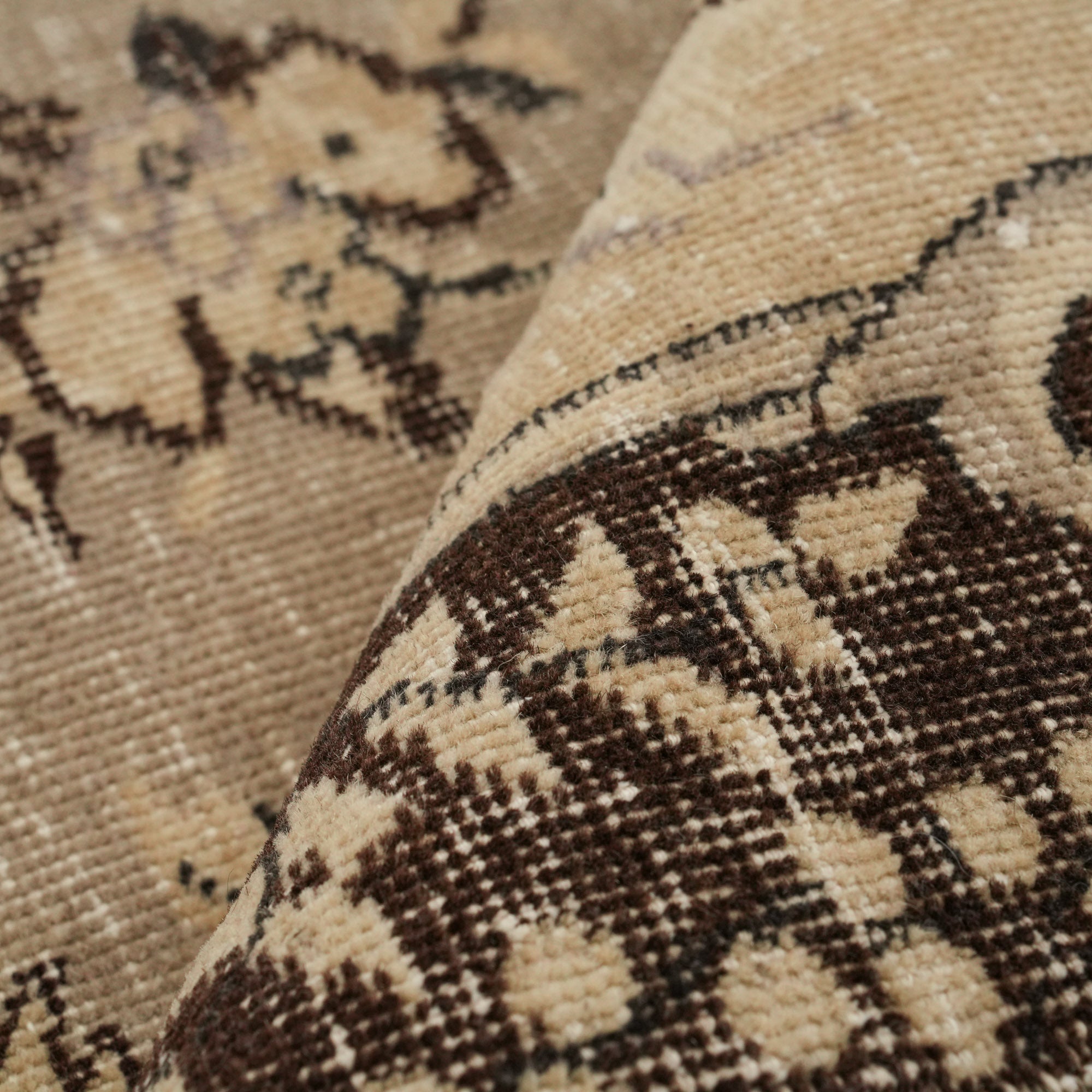 El Dokuma Vintage Patterned Brown Wool Rug