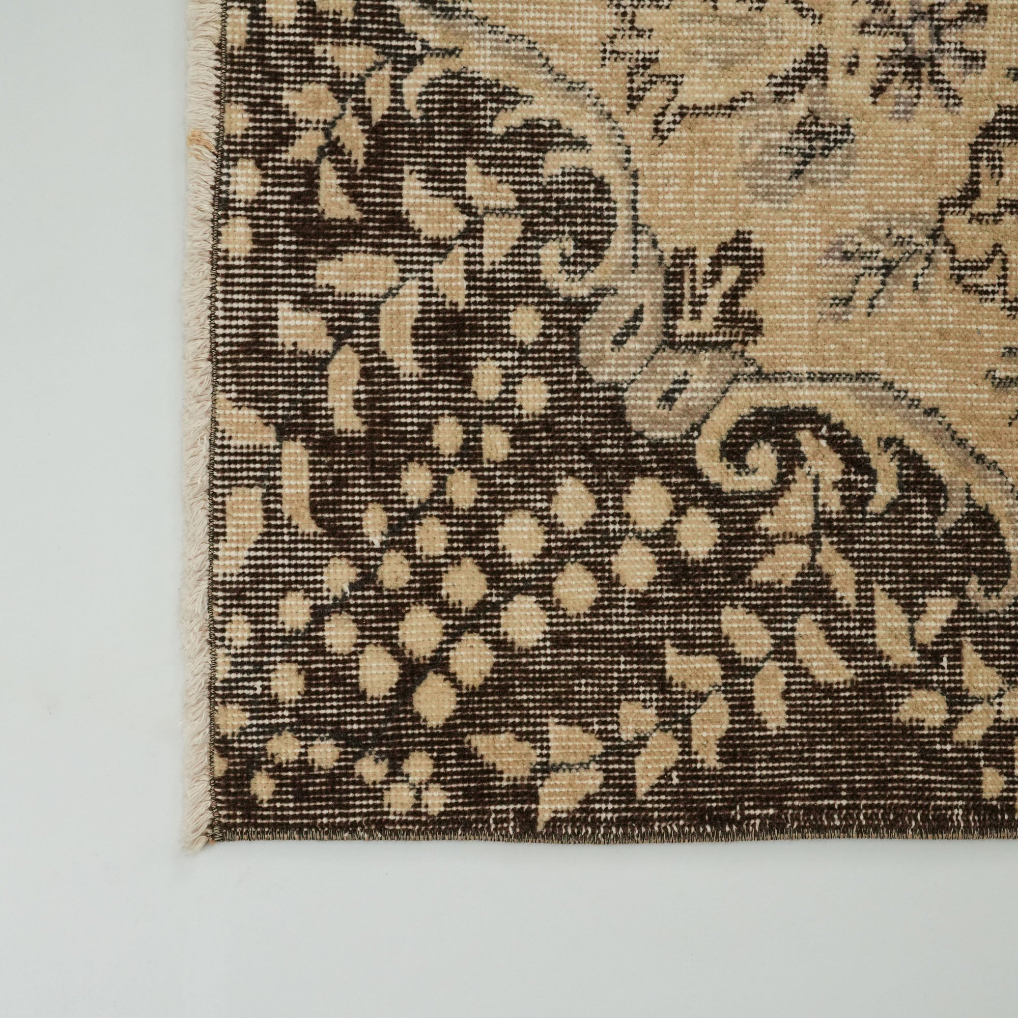 El Dokuma Vintage Patterned Brown Wool Rug