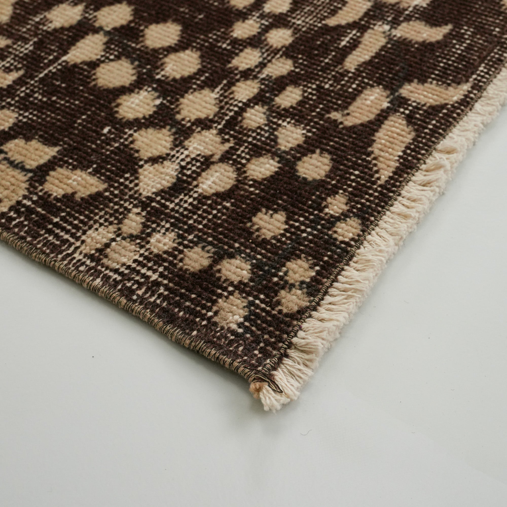 El Dokuma Vintage Patterned Brown Wool Rug
